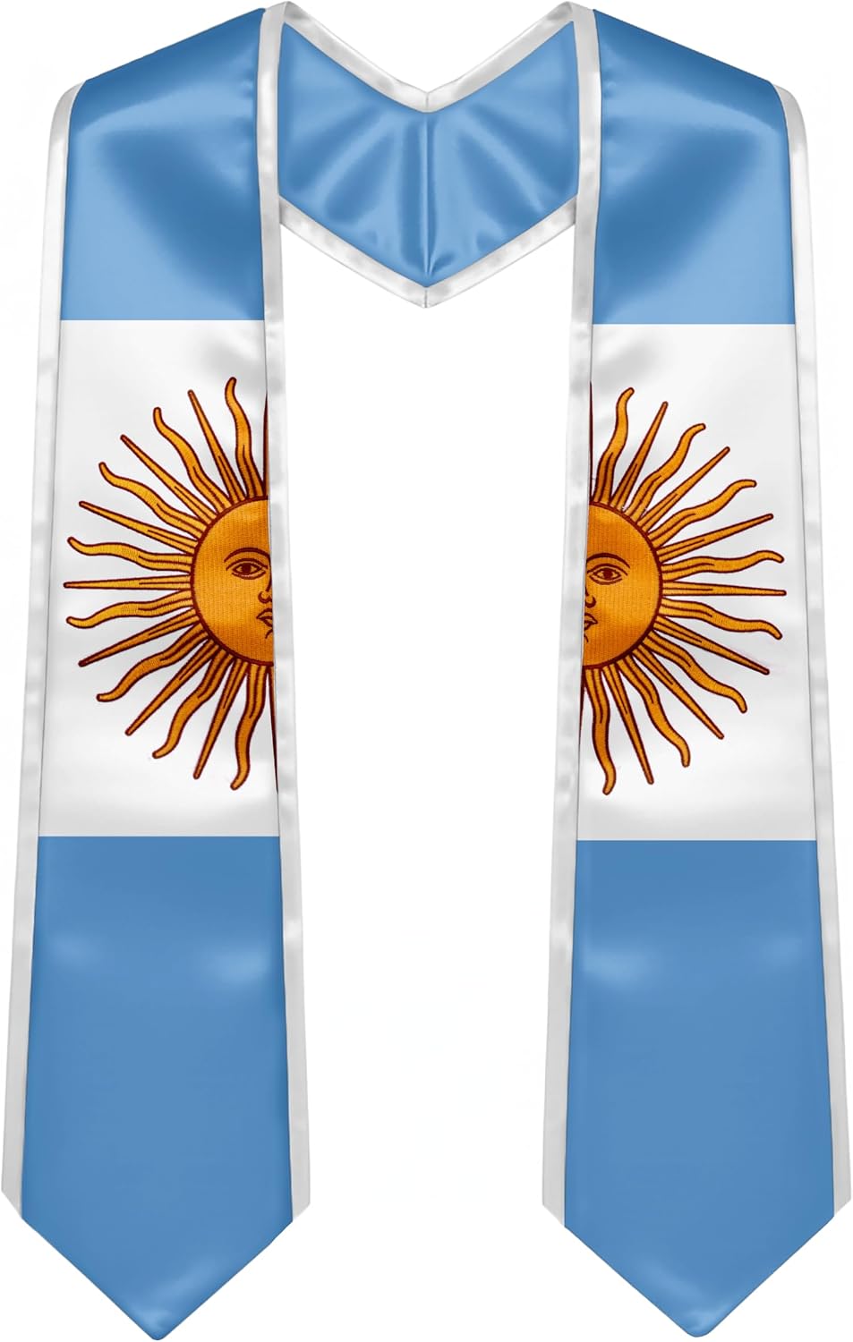 YOXEULL National Flag Embroidered Graduation Stole with Trim, Graduation Sash Graduates Gift, 72"