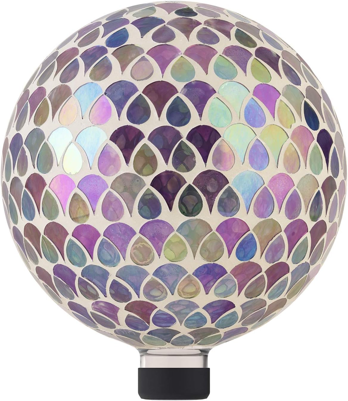 Alpine Corporation 10" Diameter Indoor/Outdoor Glass Mosaic Gazing Globe Yard Decoration, Purple Pearlized Petals Design