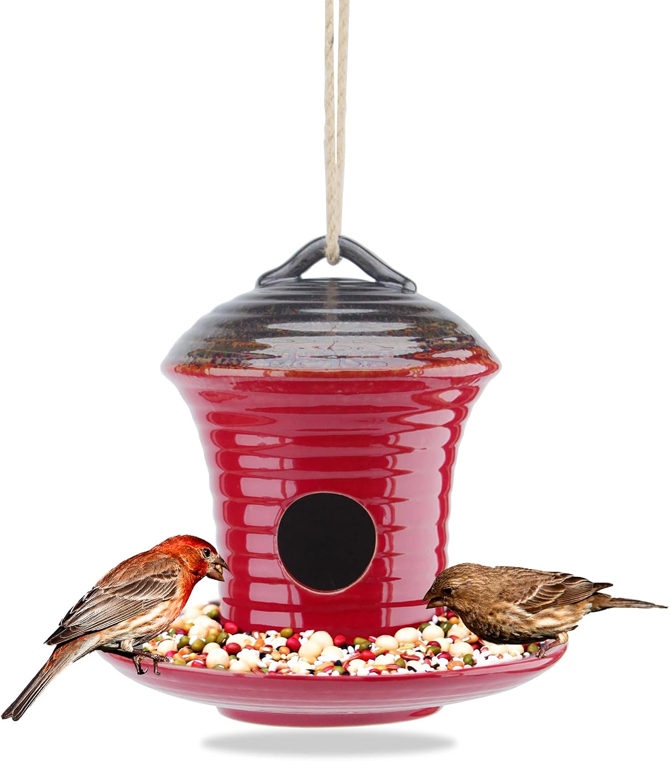 Kimdio Birdhouse Ceramic Hanging Birdhouses Bird Hut Hanging Outdoor Birdhouse for Wild Birds, Finch, Cardinal, and Bluebird - Blue