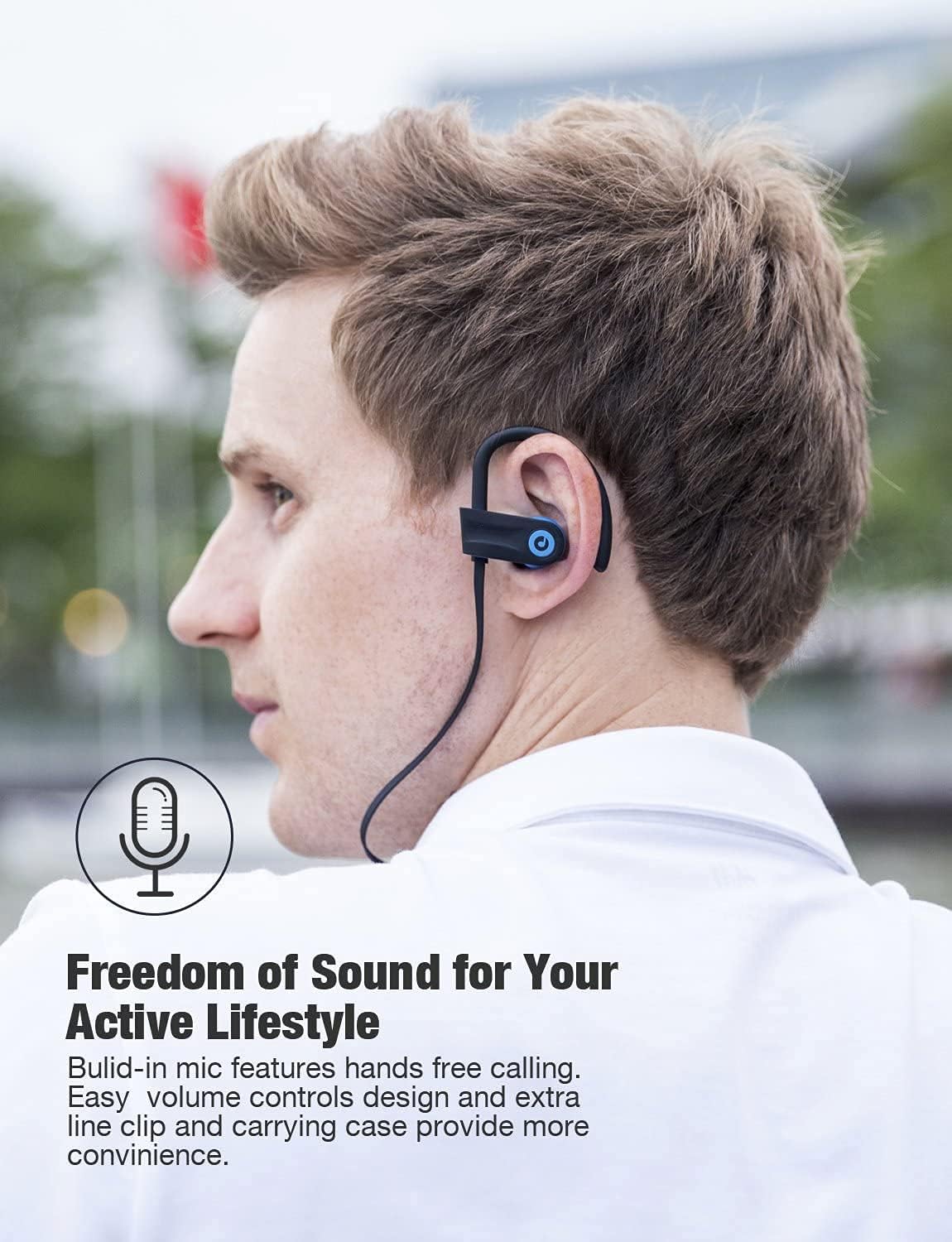 Otium Bluetooth Earbuds Wireless Headphones Bluetooth Headphones, Sports Earbuds, IPX7 Waterproof Stereo Earphones for Gym Running 15 Hours Playtime Sound Isolation Headsets,Black.