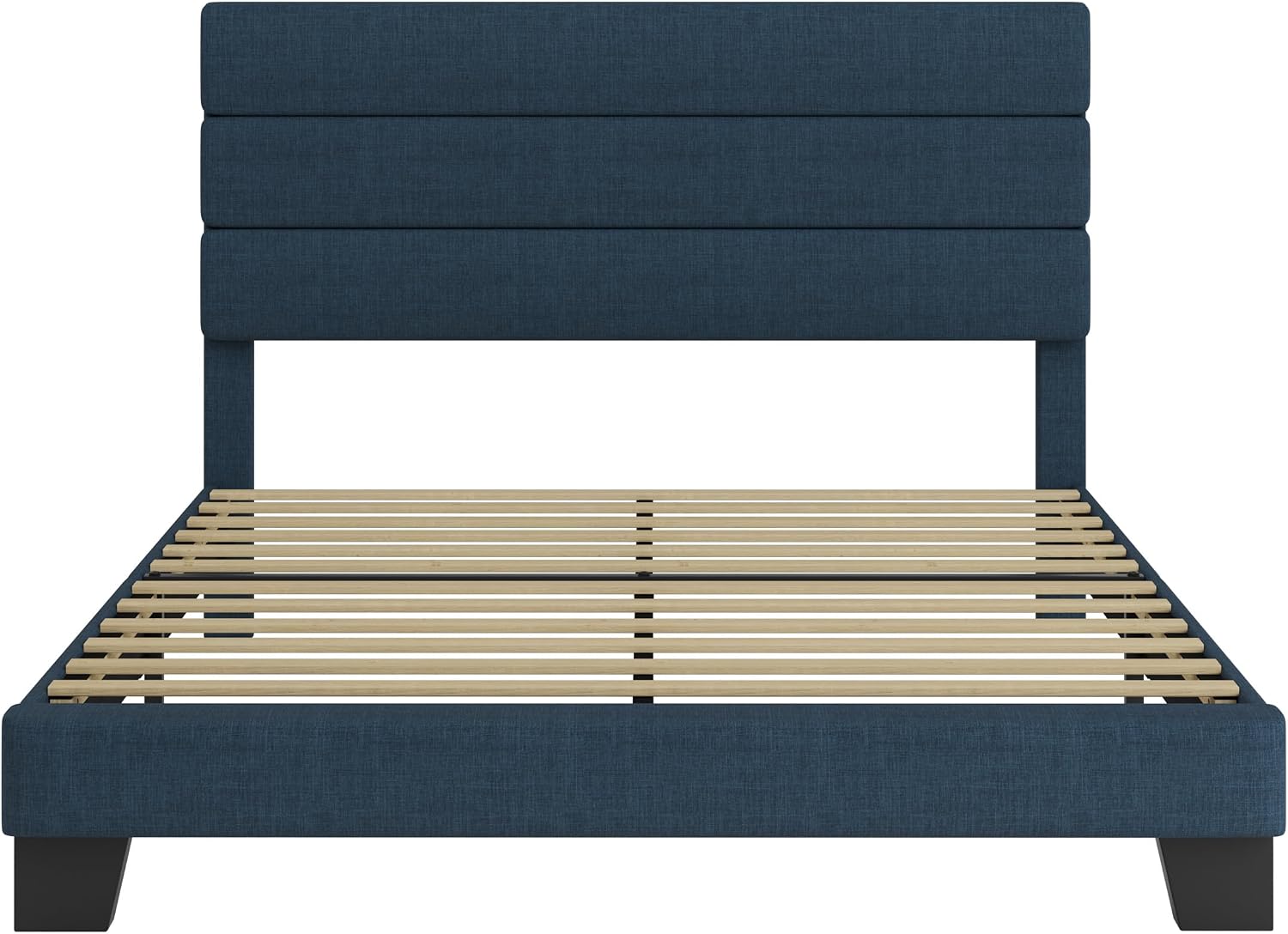 SHA CERLIN Full Platform Bed Frame with Upholstered Fabric Headboard, Grey