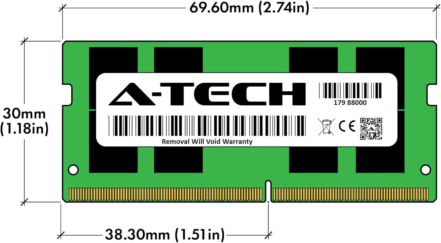 A-Tech 8GB DDR4 3200 MHz SODIMM PC4-25600 (PC4-3200AA) CL22 Non-ECC Laptop RAM Memory Module