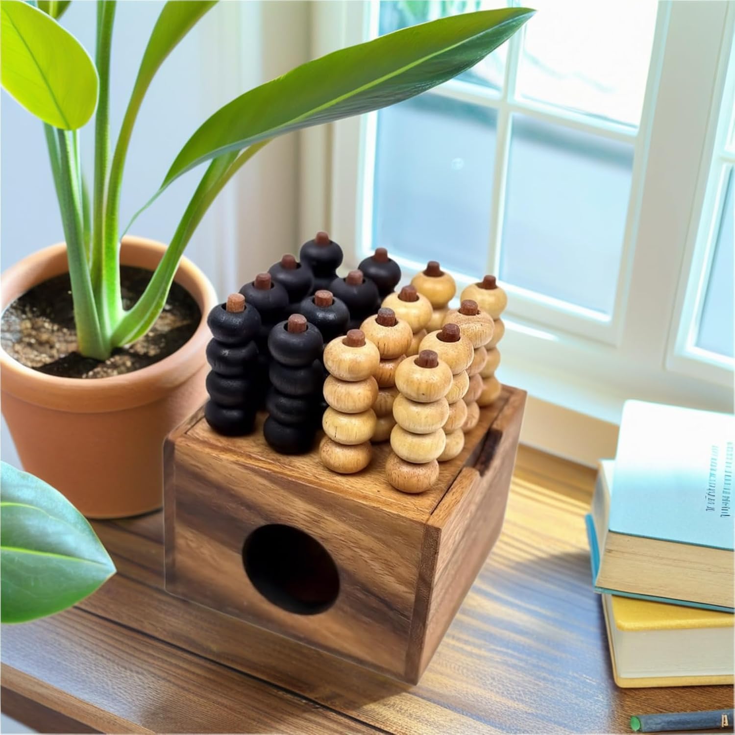 3D Four in a Row Wooden Strategy Game