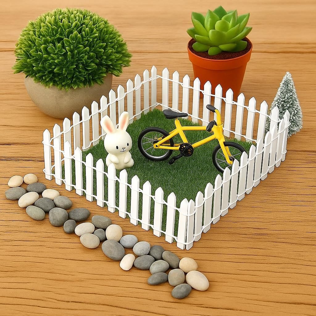 40 Inch Miniature Fairy Garden Fence, Trim for Plant Pot Decor | Micro-Landscape Ornament Small Flower Pot Best Decor Christmas Crafts