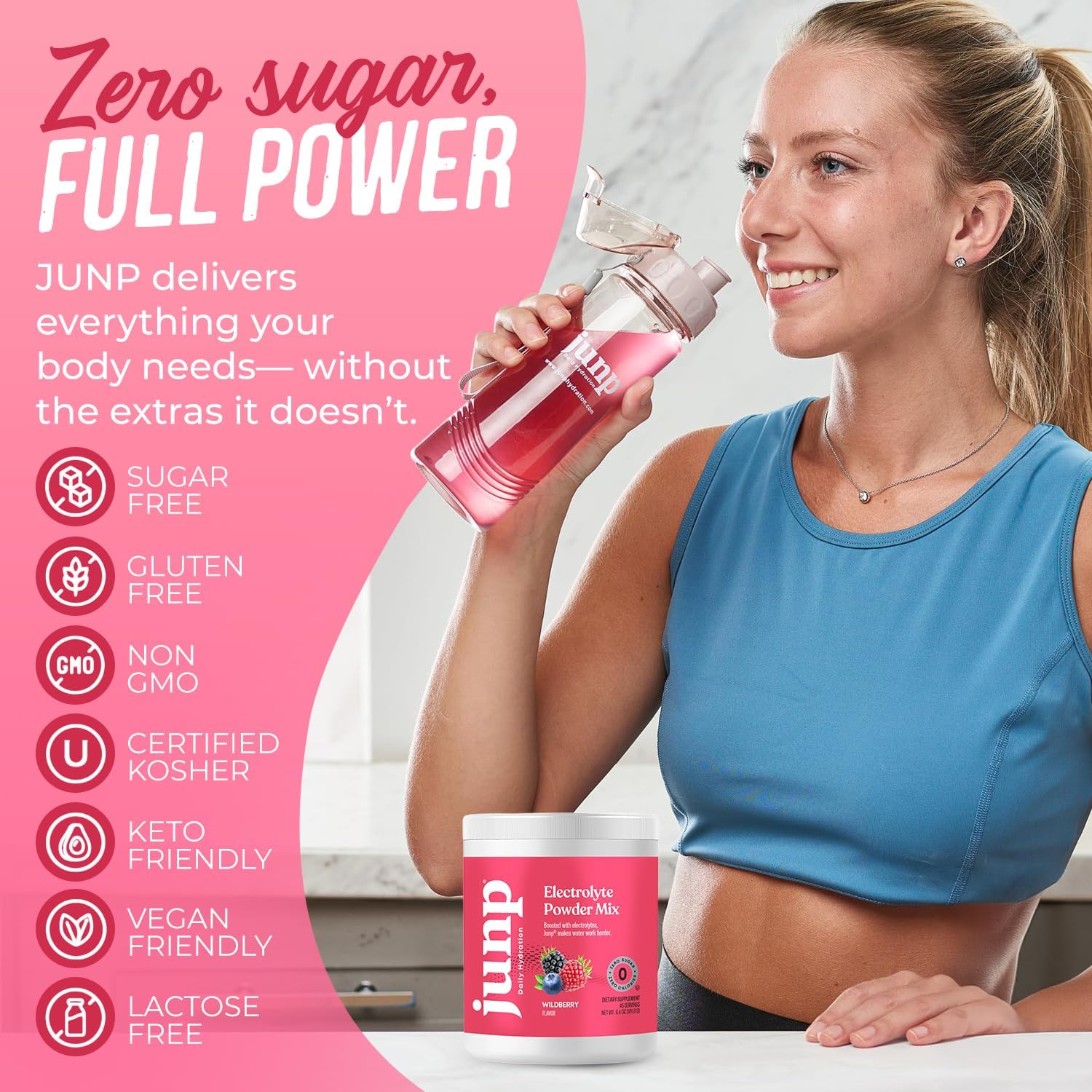 JUNP Electrolytes Powder No Sugar No Carbs – Lemonade Keto Electrolyte Drink Mix - Potassium & Salt Hydration Powder Electrolytes - Zero Calorie