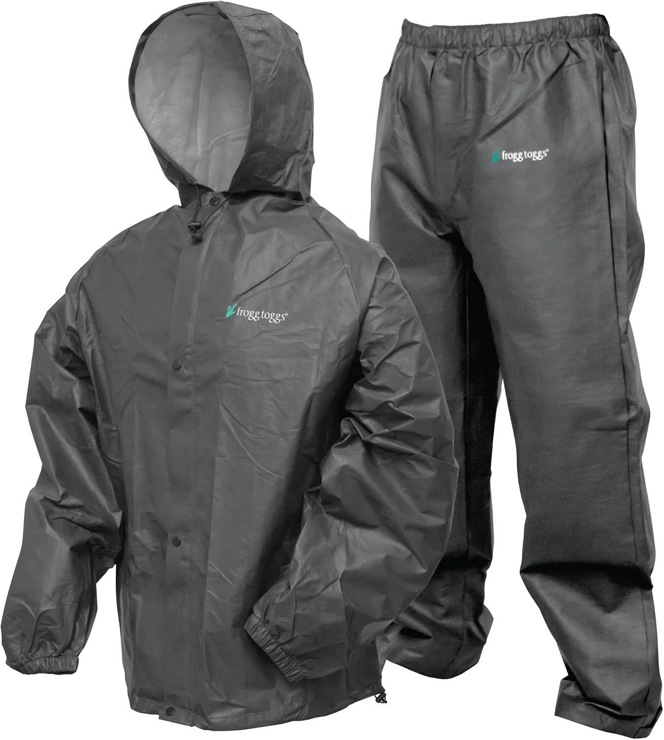 FROGG TOGGS Men's Pro Lite Rain Suit, Waterproof, Breathable, Dependable Wet Weather Protection, Carbon Black, XL/XXL