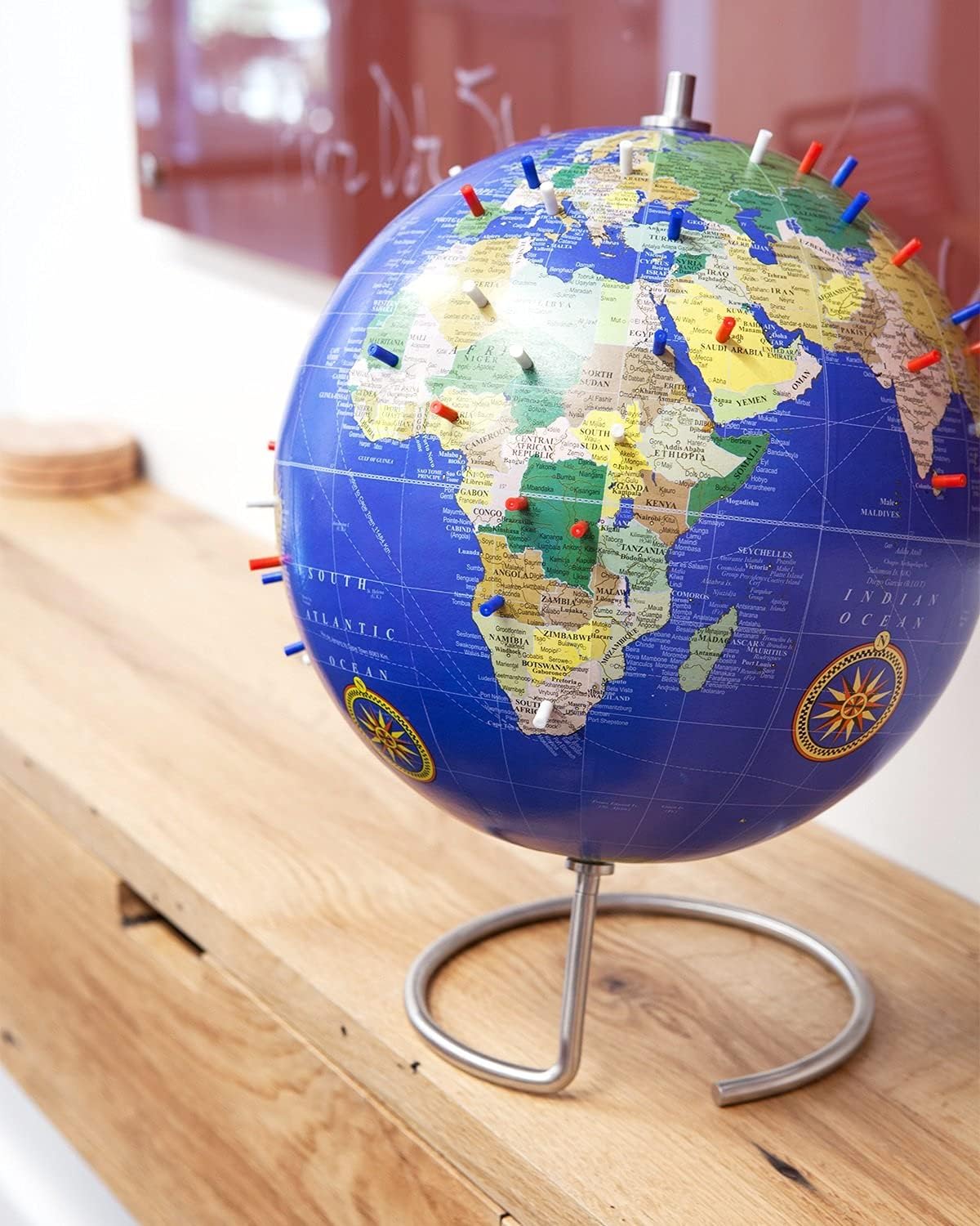 Magnetic World Globe, 10" Magnetic Standing Sphere for Office Desk or Classroom