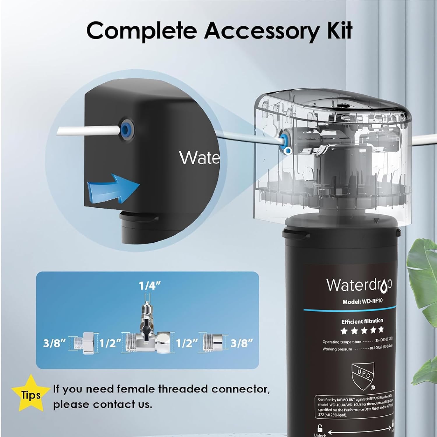 Waterdrop 10UB Under Sink Water Filter System with Dedicated Faucet