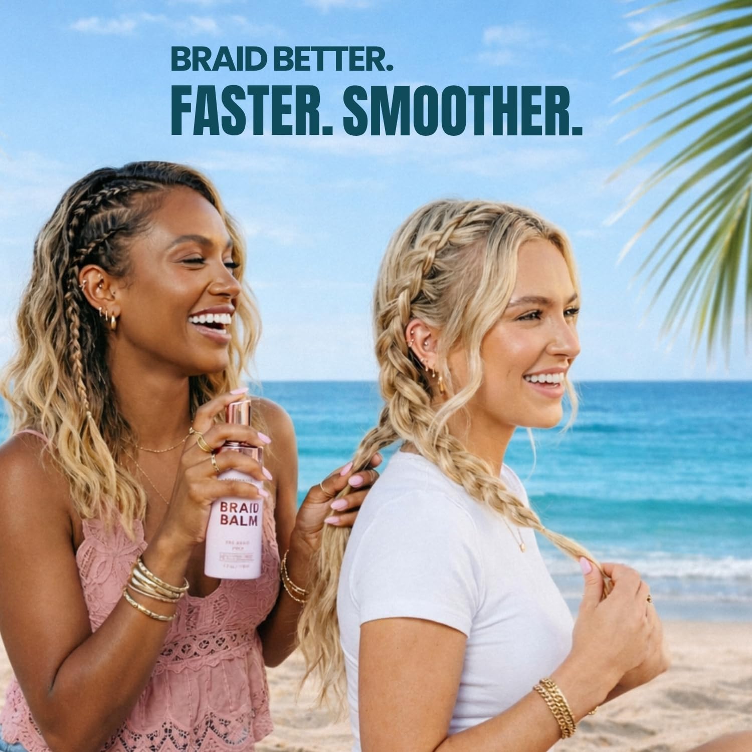 The Beachwaver Co. Braid Balm Pre-Braid Prep - Full Size (4 Fl Oz) | Frizz-Taming Primer Foam | Strengthen and Reduce Flyaways w/HiX Vegan Bond