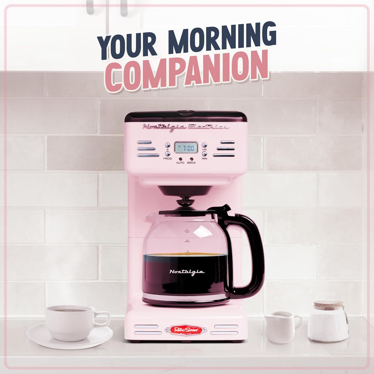 Nostalgia Retro 12-Cup Programmable Coffee Maker With LED Display, Automatic Shut-Off & Keep Warm, Pause-And-Serve Function, Aqua