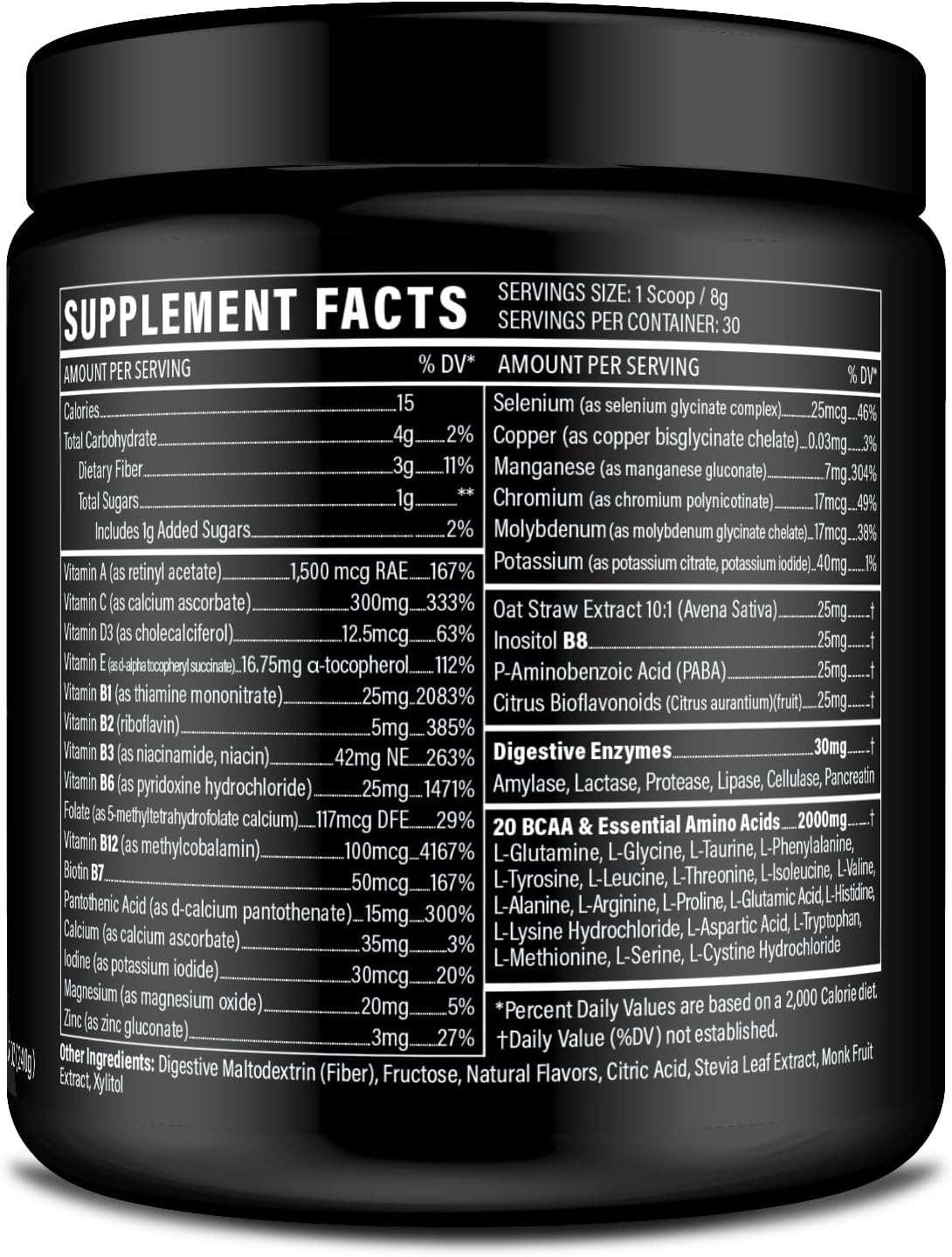 Multivitamin Powder - Keto Drink Mix for Men Women BCAA Amino Acids Won’t Upset Your Stomach - Keto Vegan Multivitamin with Electrolytes Super B