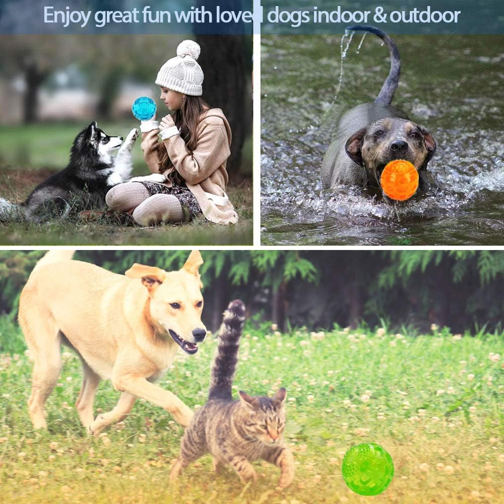 ACEONE Dog Squeaky Ball, Pet Squeak Chew Bouncy Rubber Toy Balls for Small Medium Dogs Indestructible Exercise Training Playing (3 Balls)