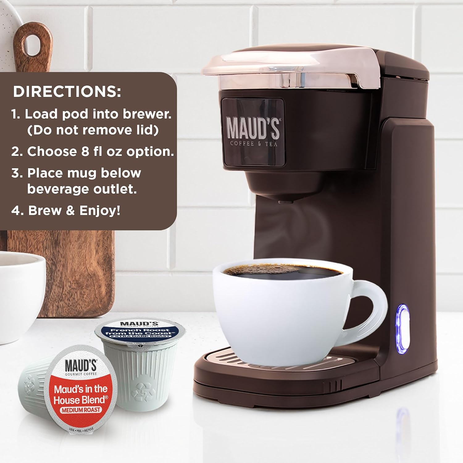 Maud's Dark Roast Coffee Pods, 100ct | Dark Roast Coffee in Single Serve Pods – Compatible with Keurig Coffee Makers