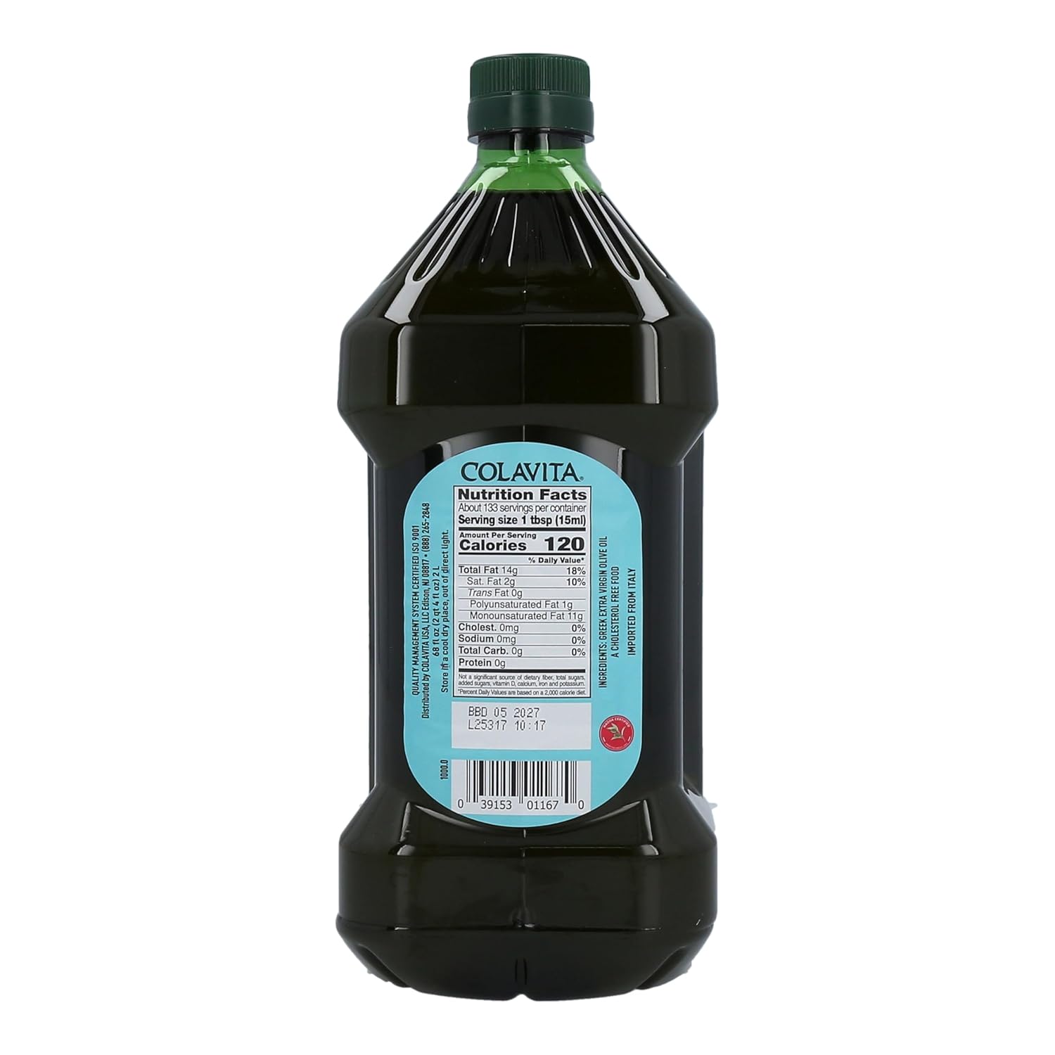 Colavita 100% Greek Extra Virgin Olive Oil, (68 fl oz) Plastic Jug, 2 Liter