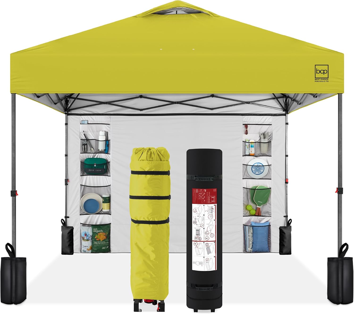 Best Choice Products 10x10ft Pop Up Canopy Tent, Outdoor Shade, 1 Person 1 Minute Set Up, Carry Case, 4 Weight Bags - White