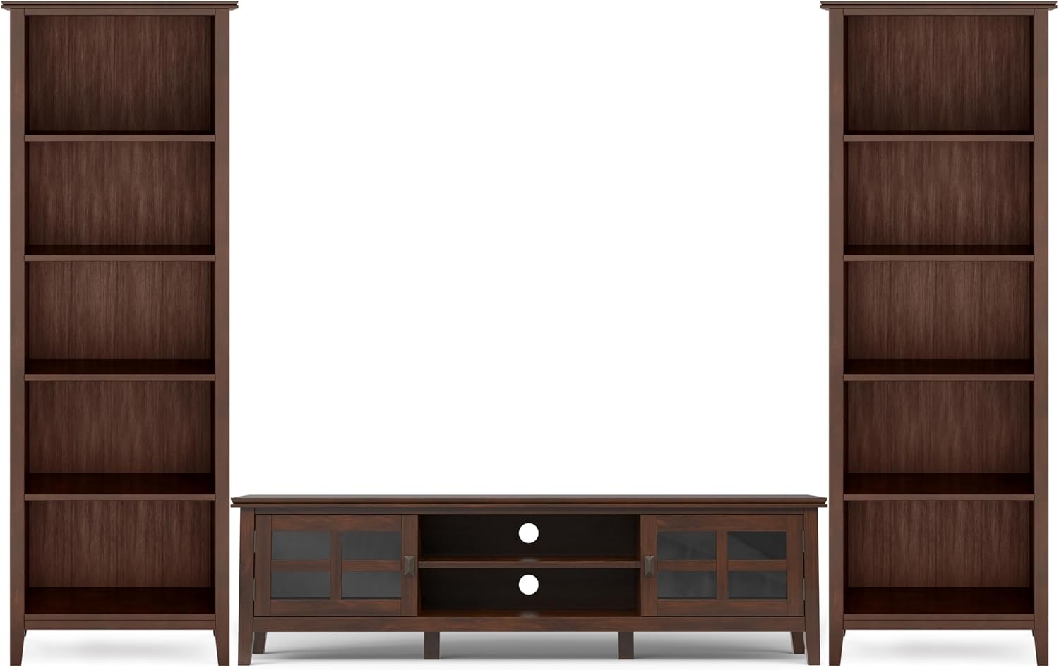 SIMPLIHOME Artisan 53" Wide Solid Wood TV Stand in Russet Brown