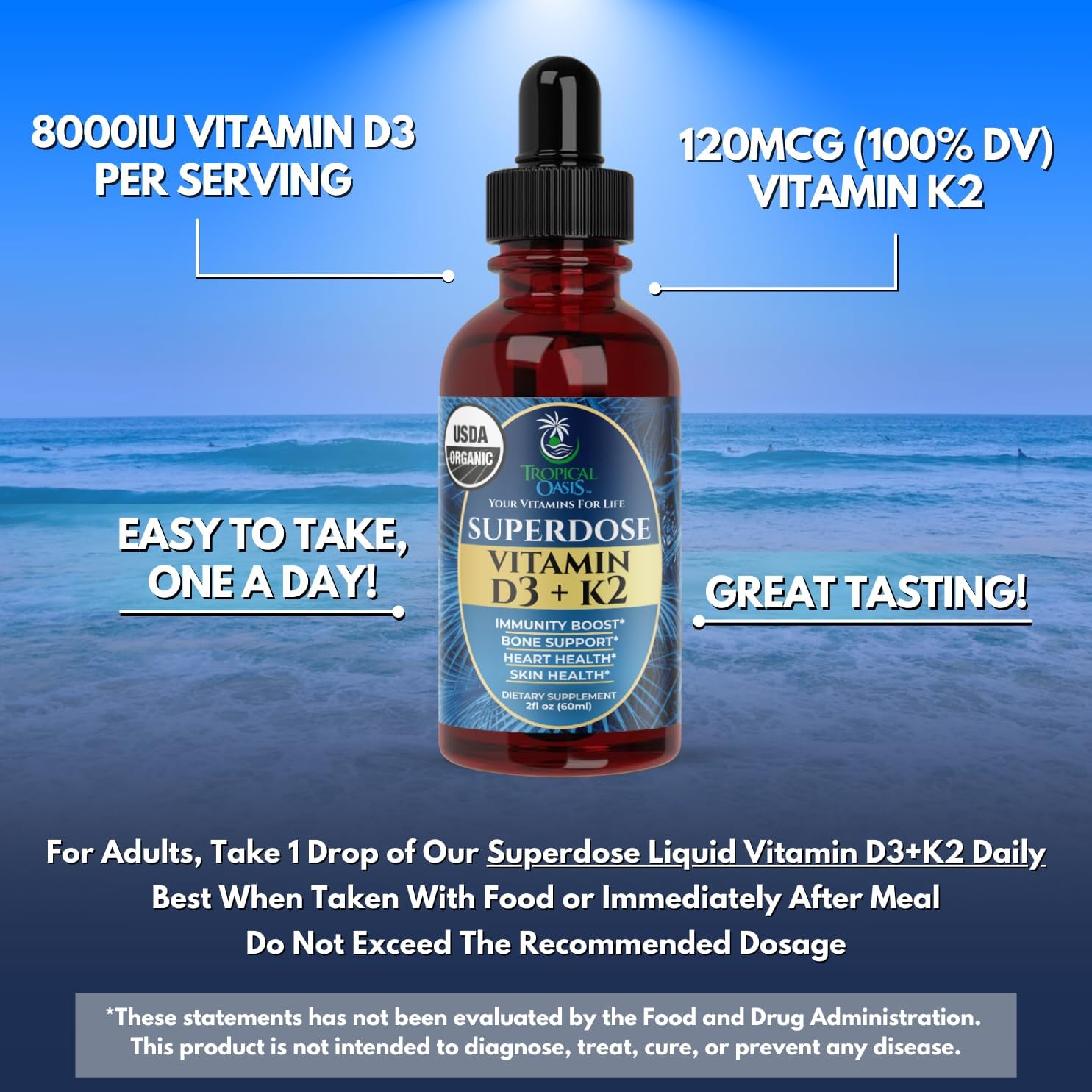 Tropical Oasis Adult Liquid Multivitamin -Liquid Multi-Vitamin and Mineral Supplement with 125 Total Nutrients Including; 85 Vitamins & Minerals, 23 Amino Acids, and 18 Herbs - 16 fl oz, 32 serv