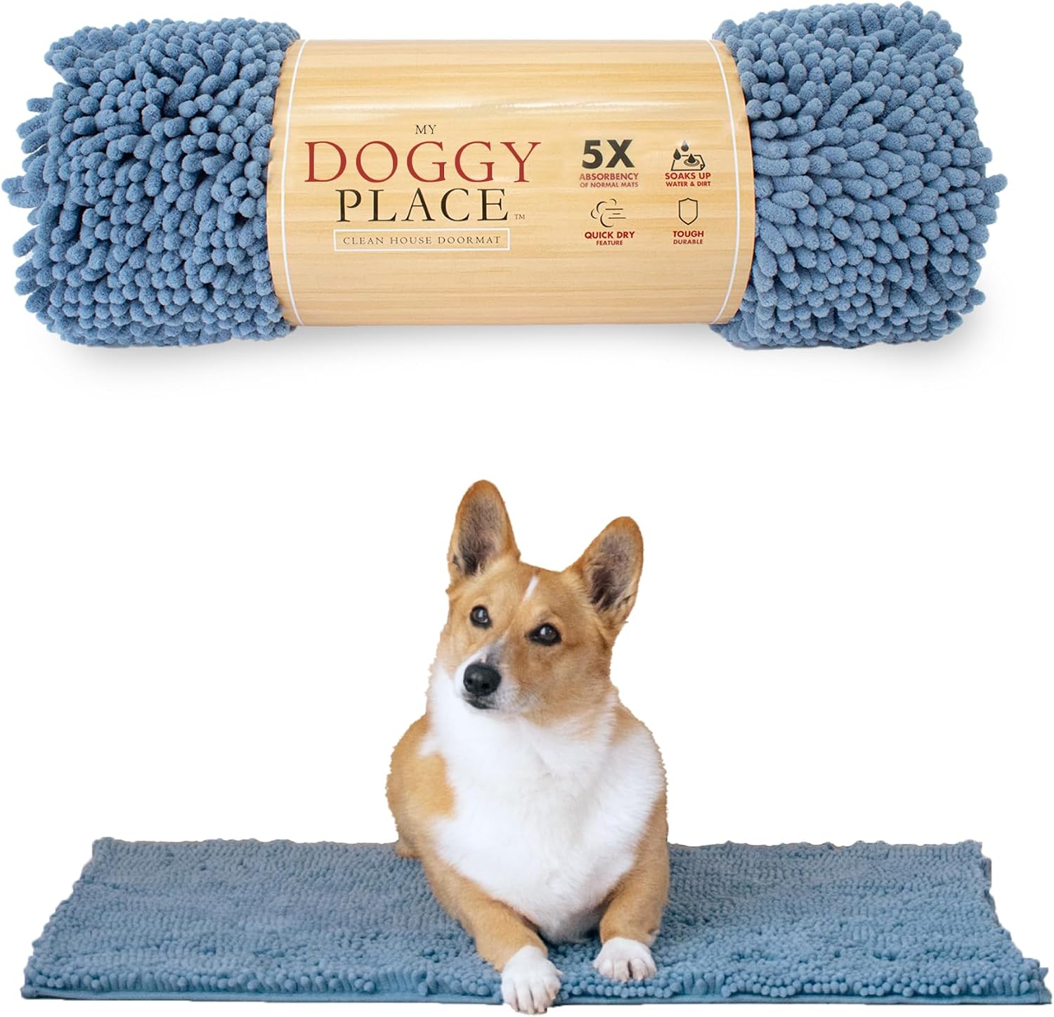 Dog Mud Mat, 31" x 20" Sage – Thick Microfiber Entry Rug for Snow, Mud & Salt – Absorbent, Quick-Dry, Washer-Safe & Non-Slip, Medium