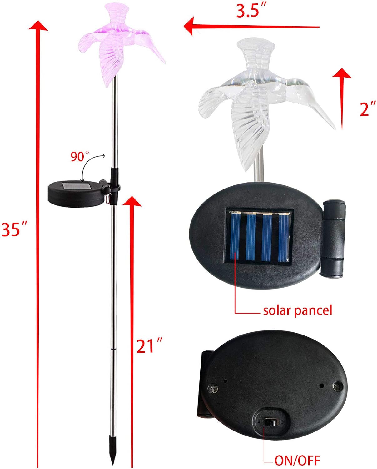 1PCS Waterproof Outdoor Solar Garden Stake Light w Color Charging