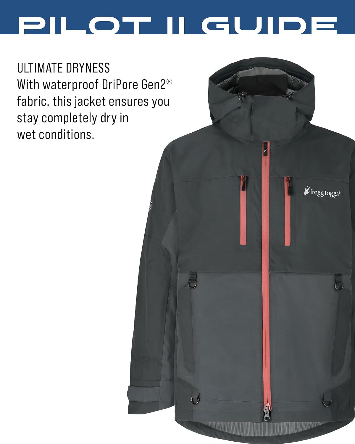 FROGG TOGGS Men's Pilot 2 Guide 3-Layer Waterproof Breathable Rain Jacket