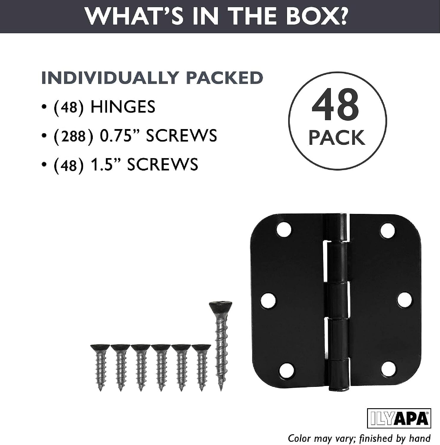 Ilyapa Door Hinges, 3.5x3.5 Inch - Satin Nickel, 18 Pack, Includes Mounting | 5/8 Inch Radius Corners, For Standard Interior Doors, Satin Nickel Finish, Screws