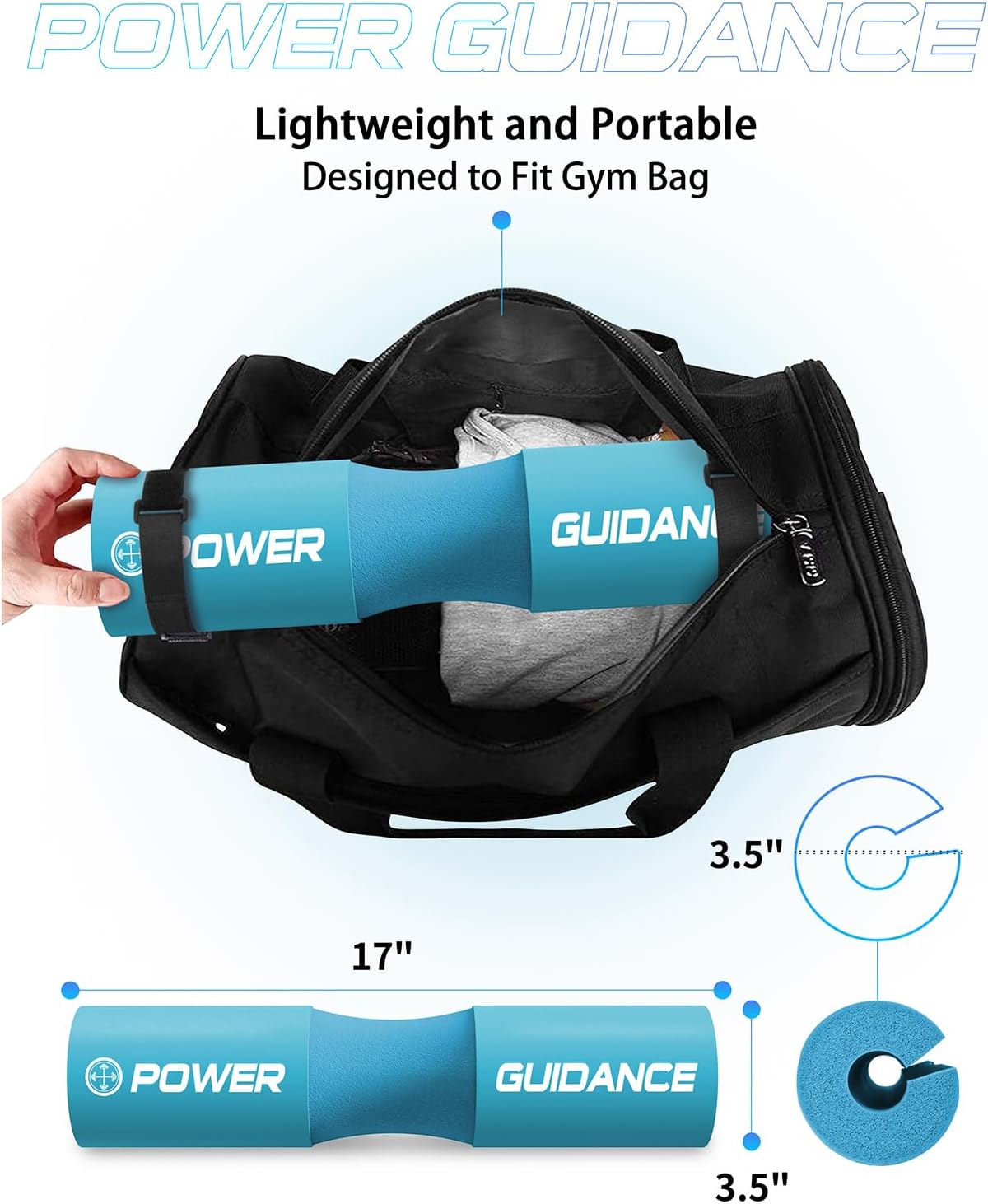 POWER GUIDANCE Barbell Squat Pad - Neck & Shoulder Protective Pad - Great for Squats, Lunges, Hip Thrusts, Weight Lifting & More - Fit Standard and Olympic Bars Perfectly