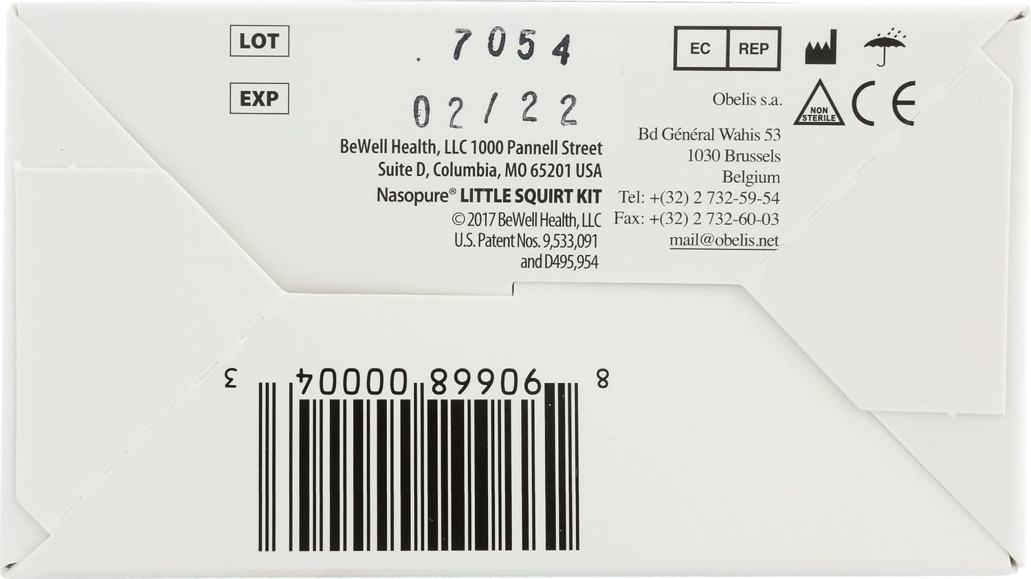 Nasopure Nasal Wash, Little Squirt Kit, “The Nicer Neti Pot” Sinus Wash Kit, Comfortable Nasal Rinse Bottle & 20 Salt Packets