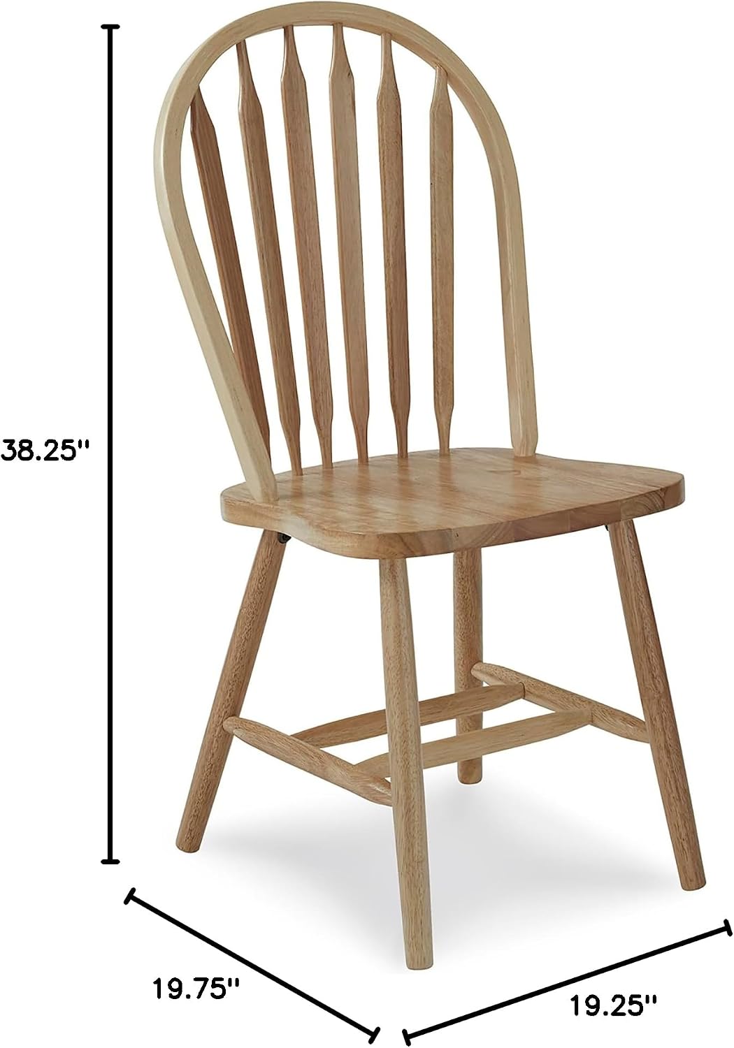IC International Concepts Solid Wood Windsor ArrowBack Chair, Unfinished