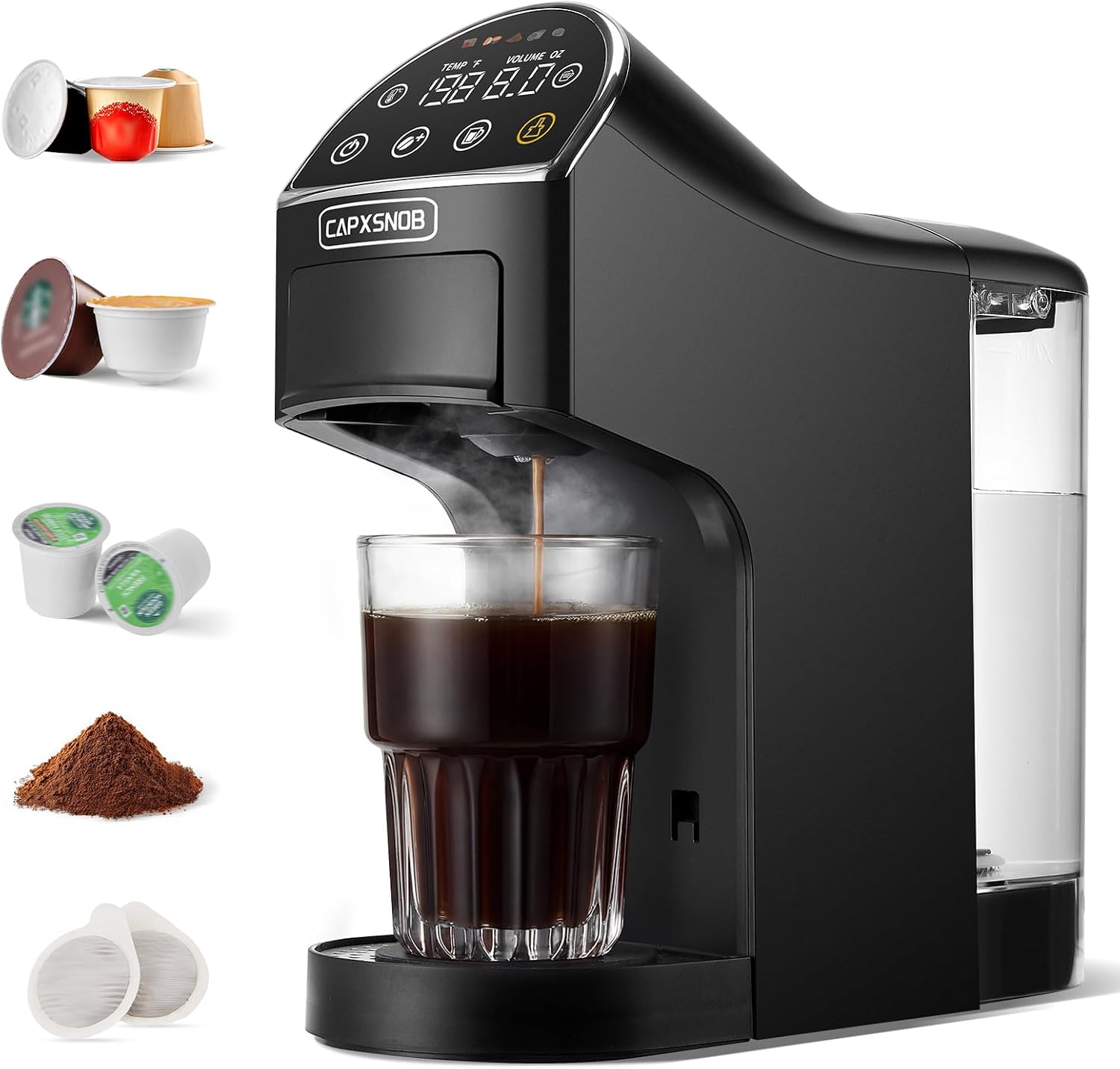 Magician2 5-in-1 Mini Coffee Maker & Machine | 20 Bar, LED Touch, 42oz Tank | Fits K Cup/Nespresso/Dolce Gusto & ESE Pods, Touchscreen & Pods Recognition, Adjustable Temp/Volume, For Kitchen/Office/Dorm