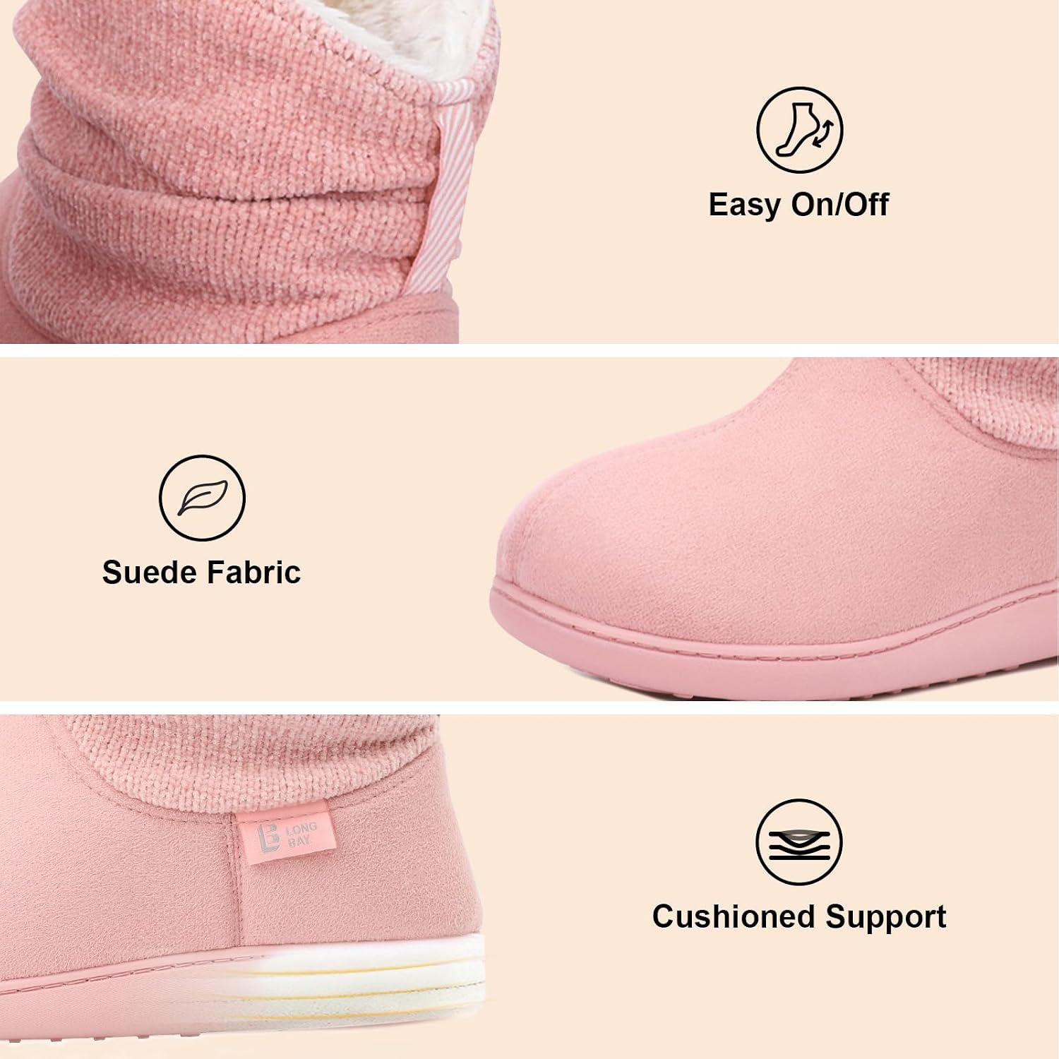 LongBay Slippers Boots for Women Warm Winter Fuzzy Bootie House Shoes Gifts