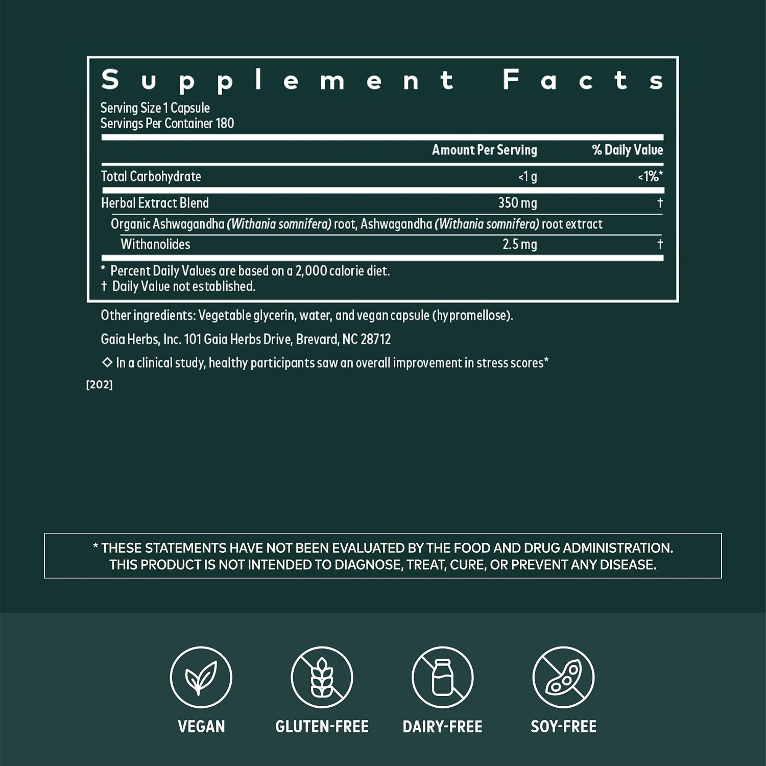 Gaia Herbs Ashwagandha Root 350 mg - Supports Balanced Energy Levels & Positive Outlook*- Supports Healthy Cortisol Balance* - 60 Vegan Liquid Phyto-Caps (30 Servings)