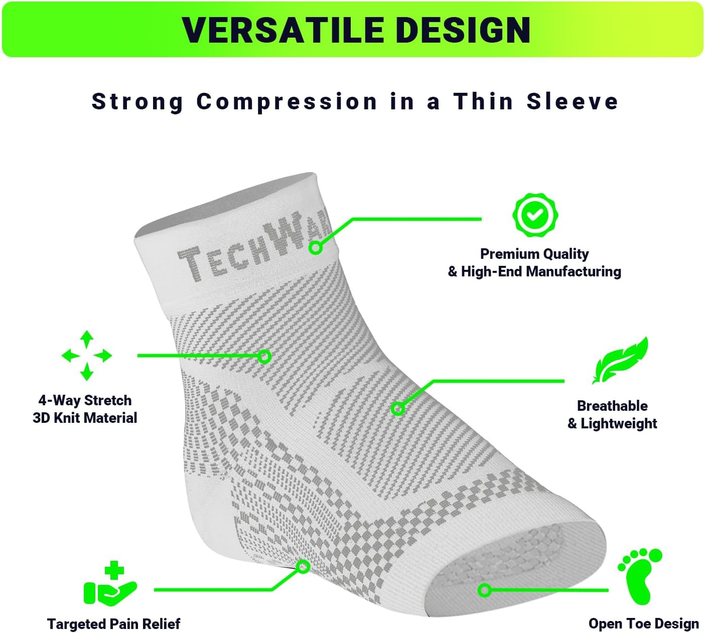 Ankle Brace Compression Sleeve - Plantar Fasciitis Sock. Relieves Achilles Tendonitis. Foot Arch Support Reduces Joint Pain, Swelling & Heel Spur Pain. Injury Recovery Braces for Sports