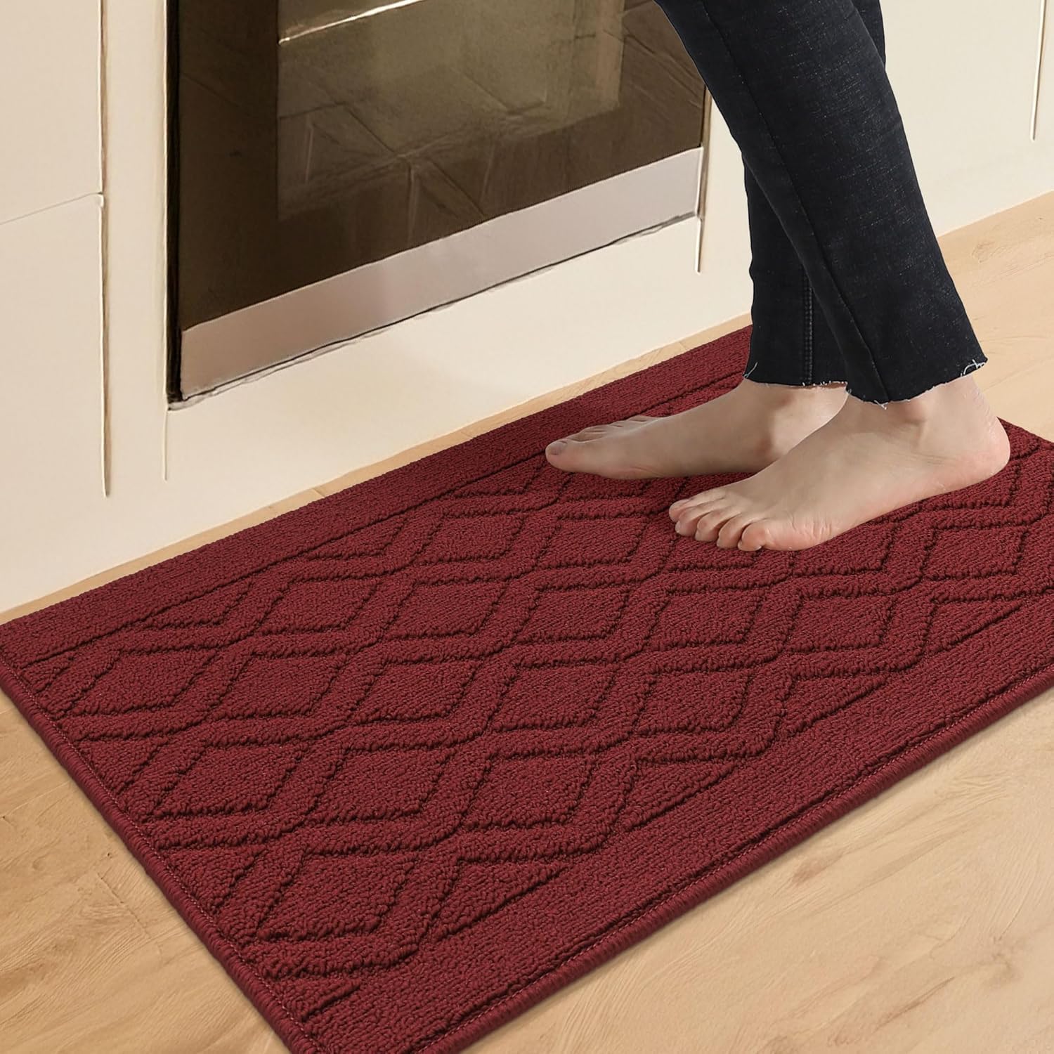 COSY HOMEER 48x20Inch/30X20Inch Kitchen Rug Mats,Grey
