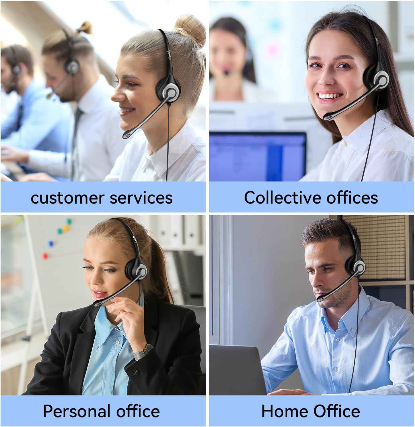 Wantek Phone Headset with Microphone Noise Cancelling