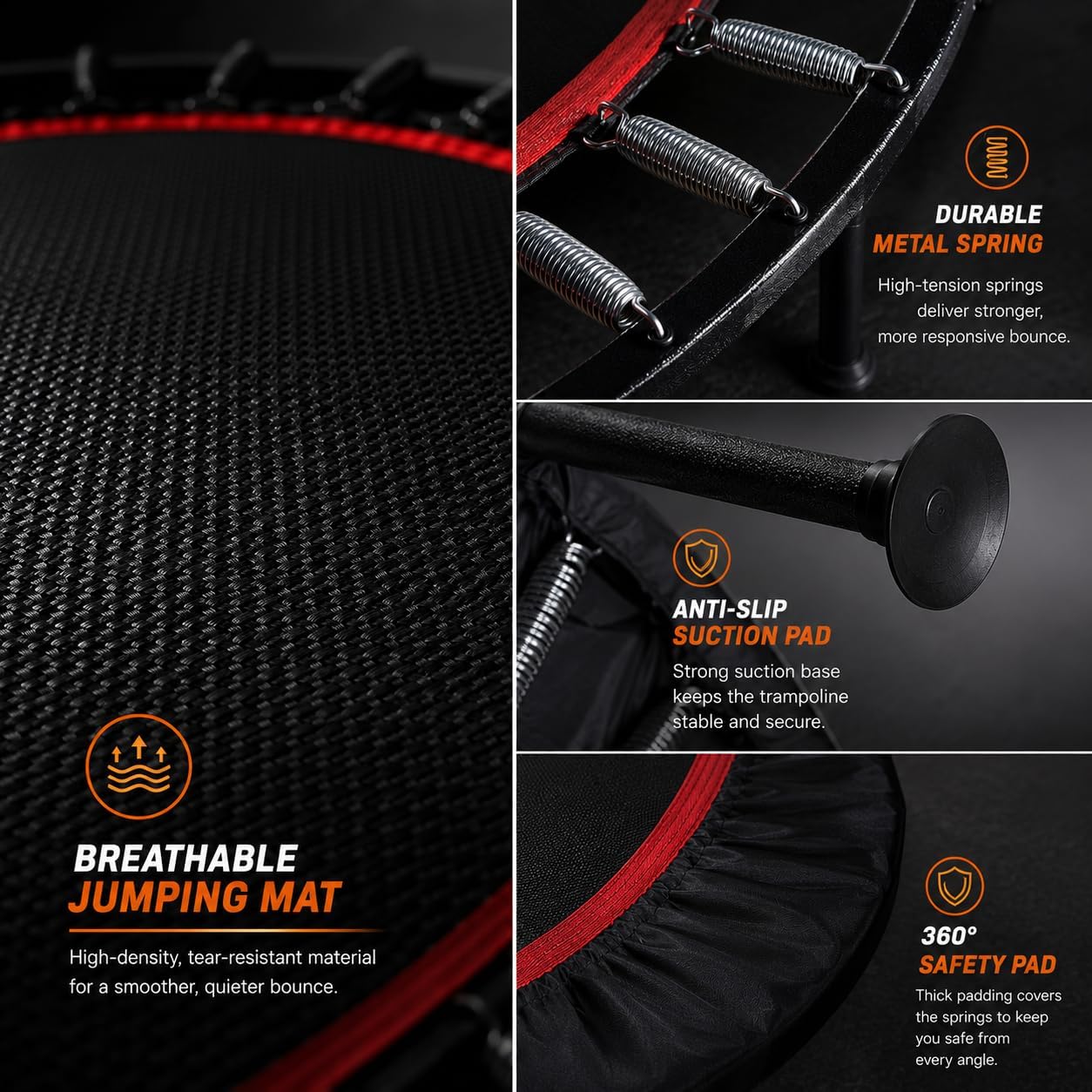 KENSONE 40"/48" Rebounder Trampoline for Adults Indoor Handle 330/450 LBS