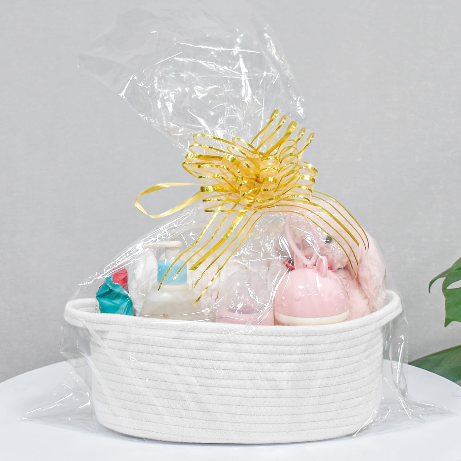 ABenkle Small Basket with Handles, Boho Decorative Rope Woven Dog Cat Toy Storage Bin Shelf Storage Organizer, Easter Christmas Gift Basket, 12"x8"x5"