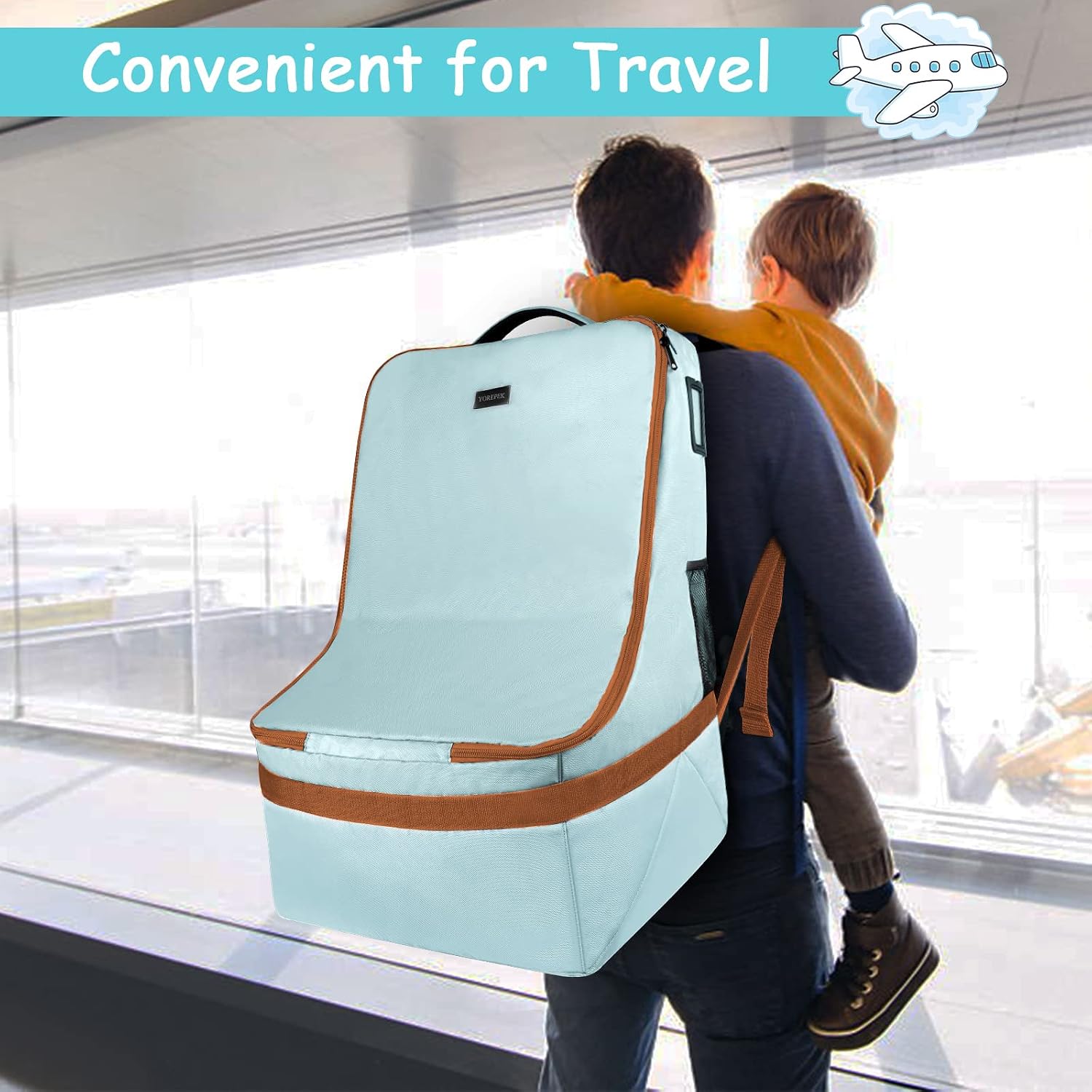 YOREPEK Padded Car Seat Travel Bag Backpack, Toddler Travel Essentials