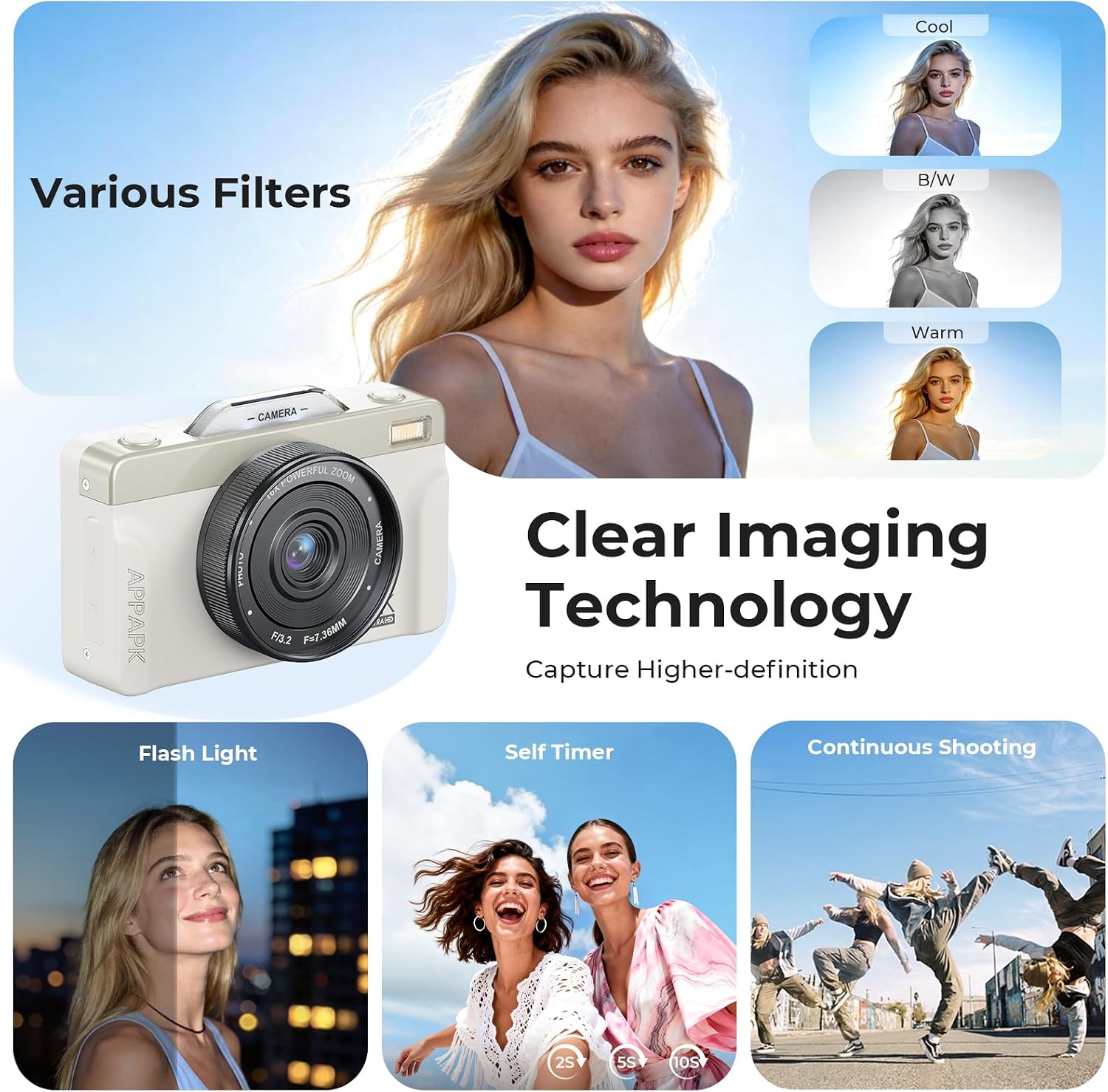 4K Digital Camera for Photography, 2026 Latest 64MP Autofocus WiFi Vlogging Camera for YouTube