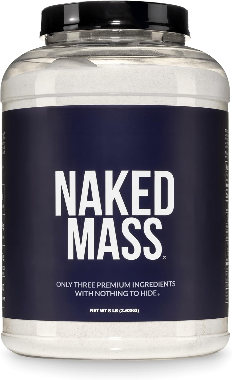 NAKED Mass - Natural Weight Gainer Protein Powder - 8 LB Bulk, NSF Certified, GMO Free, Gluten Free & Soy Free. No Artificial Ingredients - 1,250 Calories per Serving