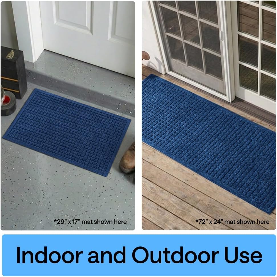 GORILLA GRIP® HydroABSORB Door Mat for Indoor Outdoor Use, 29x17 Black