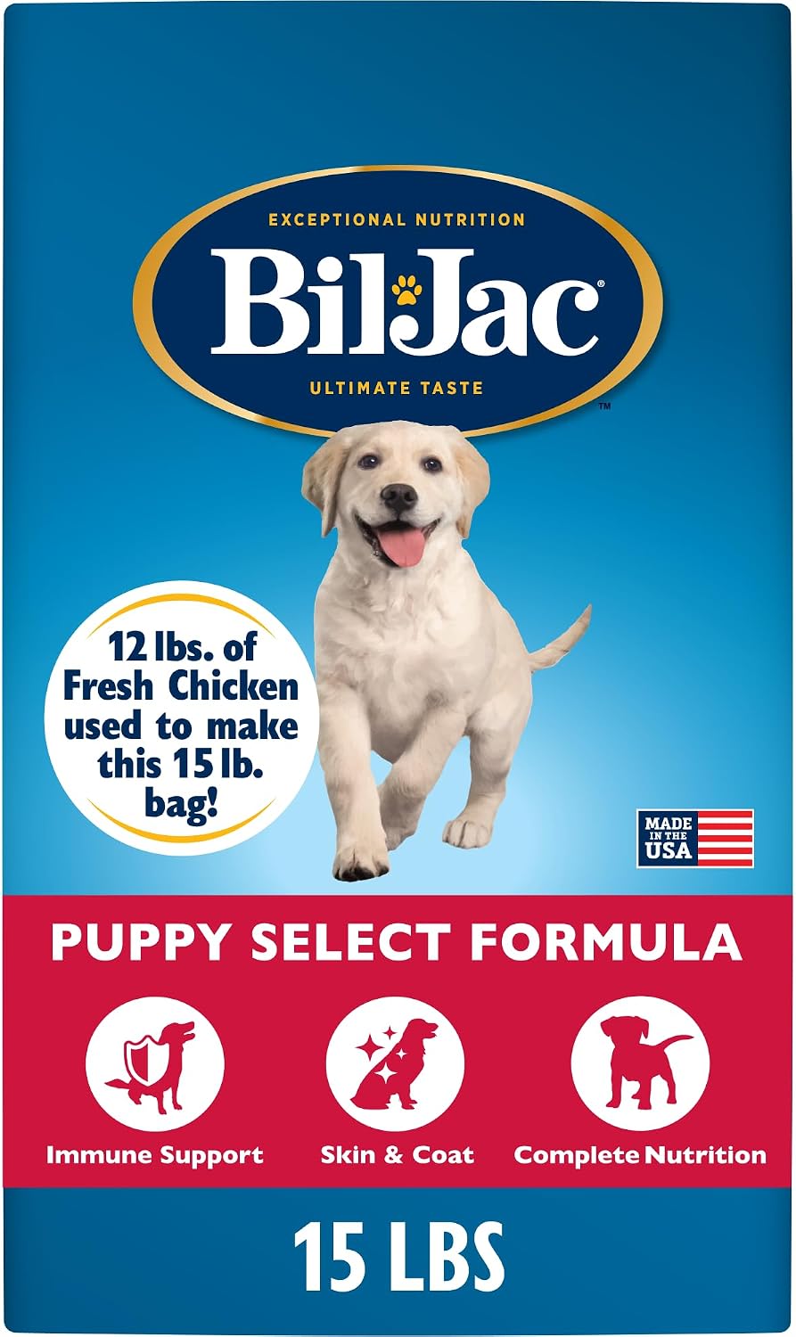 Bil-Jac Puppy Select Dry Dog Food with Fresh Chicken & Probiotics | 30 lb | Fresh Chicken is the #1 Ingredient with Easy-to-Chew Bites, Probiotics & Omega Fatty Acids to Support Healthy Puppy Growth