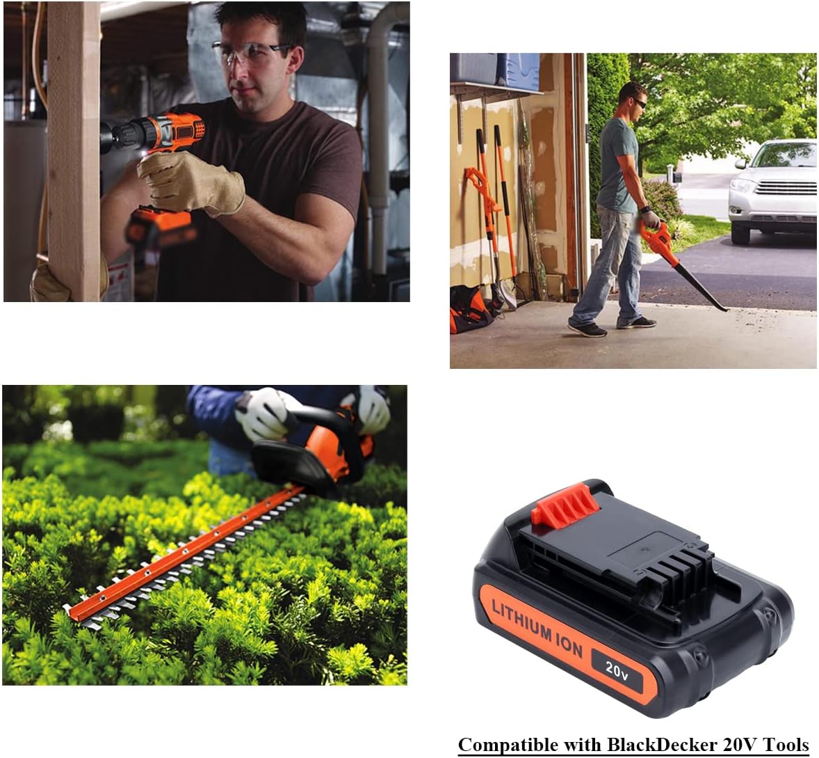 Lasica 2Pack 4.0Ah 20V MAX LBXR20 Compatible with Black and Decker Weed Eater 20V Battery LB2X4020 LBXR2020-OPE LBXR20-OPE2 LBXR20B-2 LB2X3020-OPE
