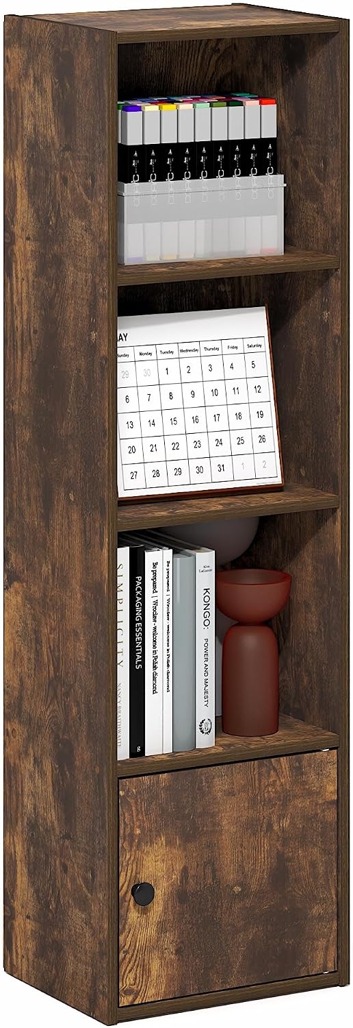 Furinno LUDER Book Shelf, 5-Cube Bookshelf, Reversible Bookcase, 9.4 x 19.5 x 31.5, Easy Assembly, for Living Room, Bedroom, Home Office, White