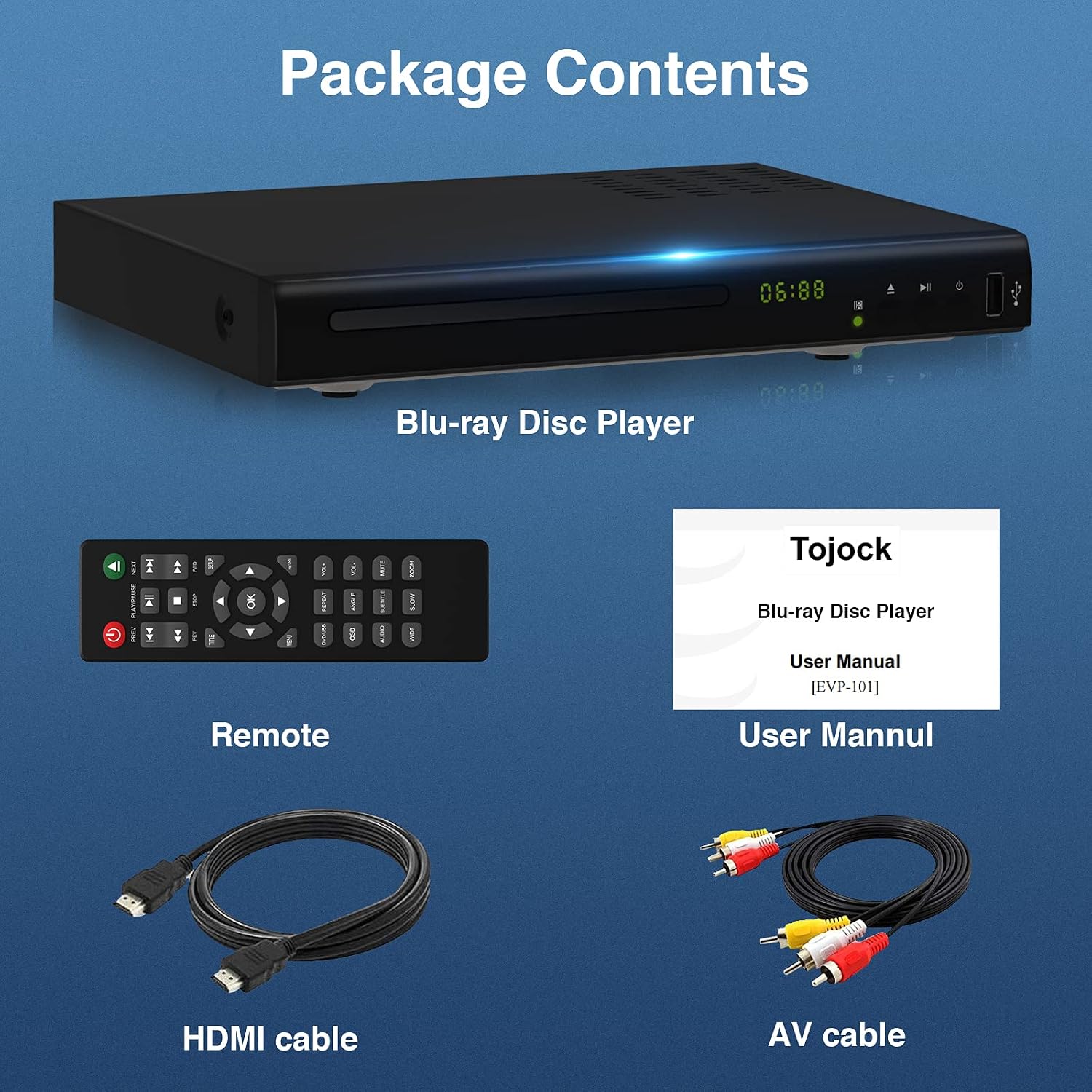 Blu Ray DVD Player, 1080P Home Theater Disc System, Play All DVDs and Region A 1 Blu-Rays