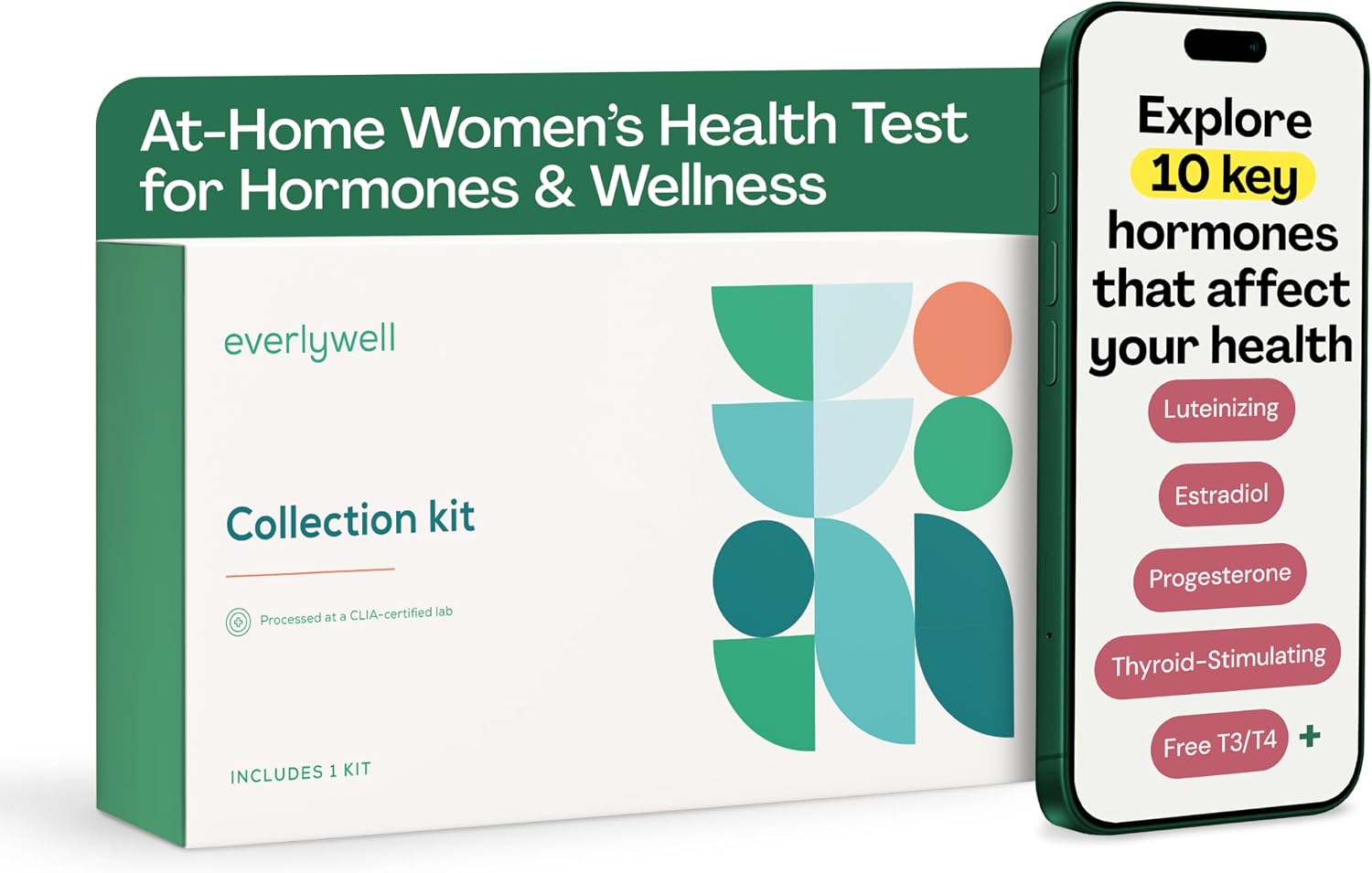 Everlywell At-Home Women's Health Collection Kit, Measures 11 Biomarkers for Hormonal Wellness, including Cortisol