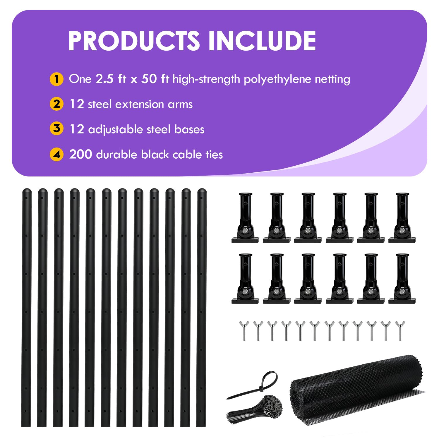 Cat Fence Extension & Conversion Kit | 30-Inch Height, 50-Foot, Wood, Metal, Vinyl & Brick Fences, Durable Polyethylene, Easy Install, Complete Set