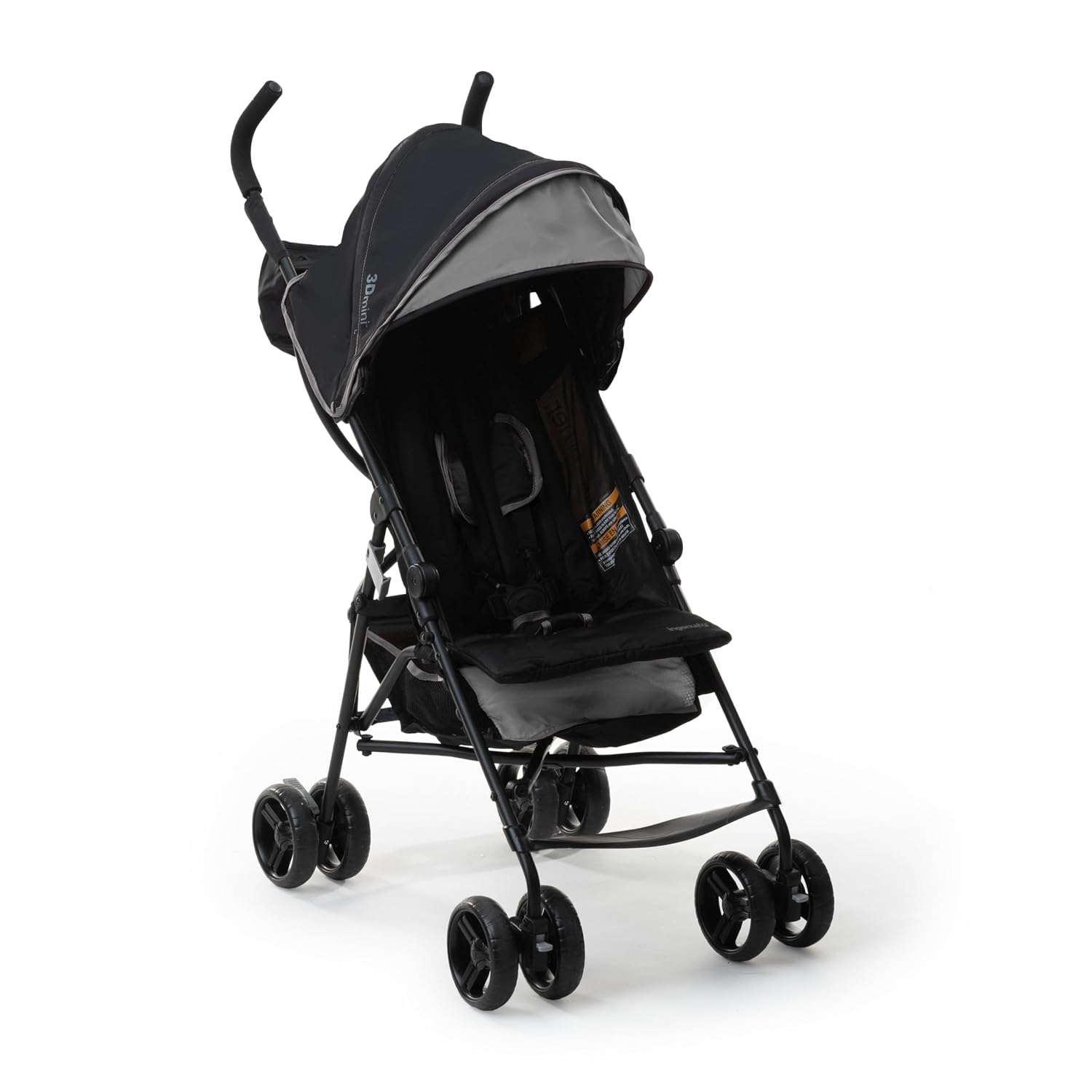 Ingenuity 3D Mini Convenience Stroller – Lightweight Stroller with Compact Fold, Multi-Position Recline, Canopy with Pop Out Sun Visor – Umbrella Stroller for Travel & More, Blue/Black