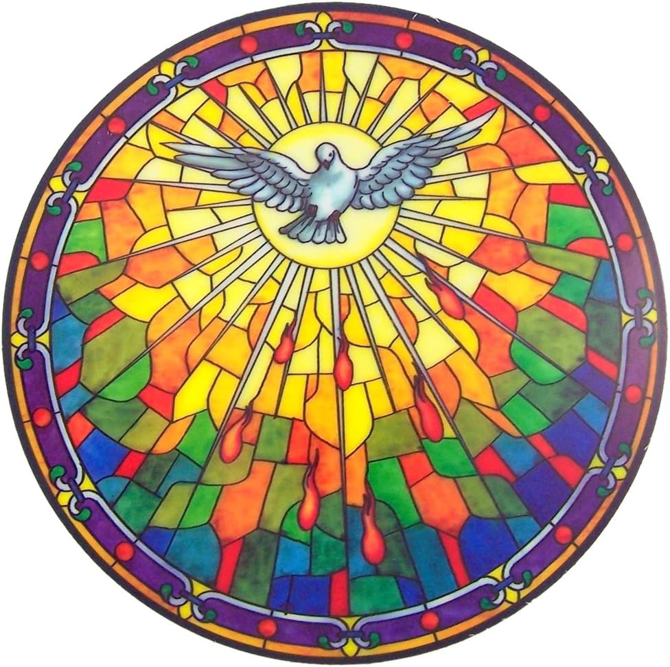 Holy Spirit Stained Glass Sun Catcher Window Sticker, 5 3/4 Inches