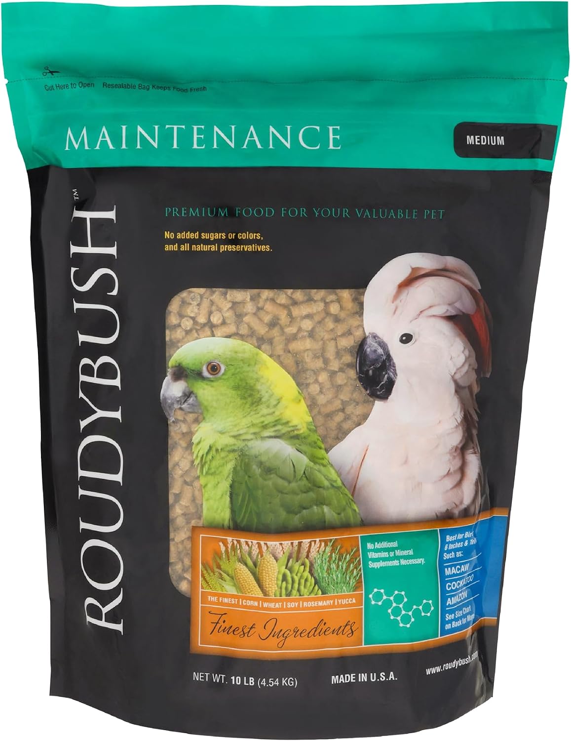 RoudyBush Daily Maintenance Food for Birds - Scientifically Formulated Bird Feed - Bird Food Pellets w/Corn, Wheat, Soy & More - Nutritious & Healthy Feed for Birds (Mini, 44oz)