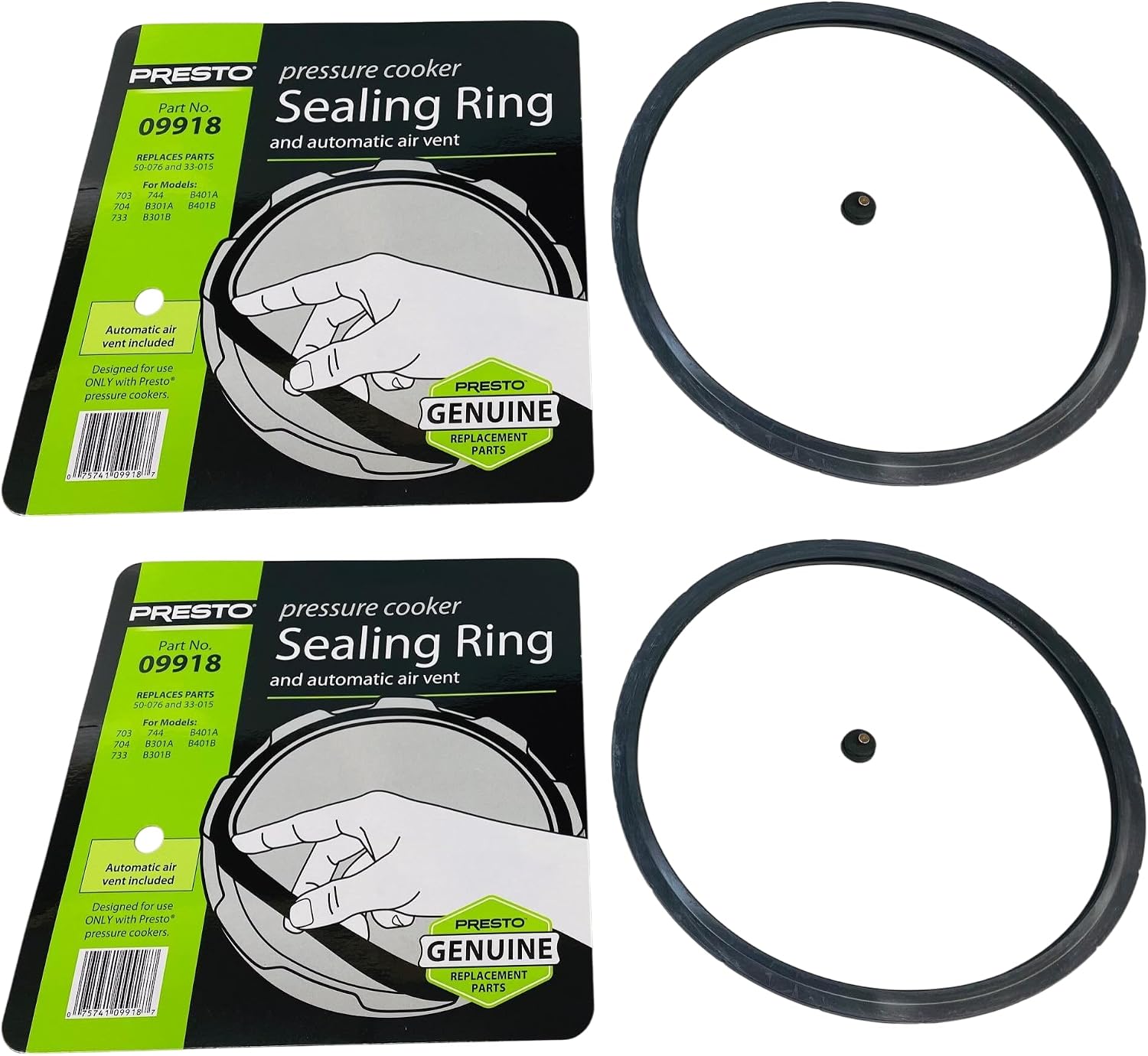 2 Pk, Presto Pressure Cooker Sealing Ring Gasket, 09918
